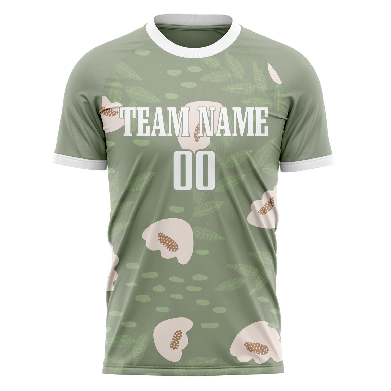 Custom Professional Green White Flowers Soccer Jersey