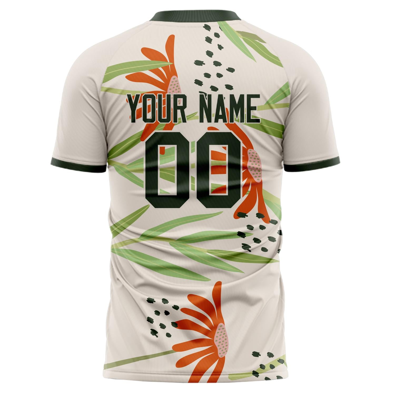 Custom Professional Cream Green Floral Soccer Jersey