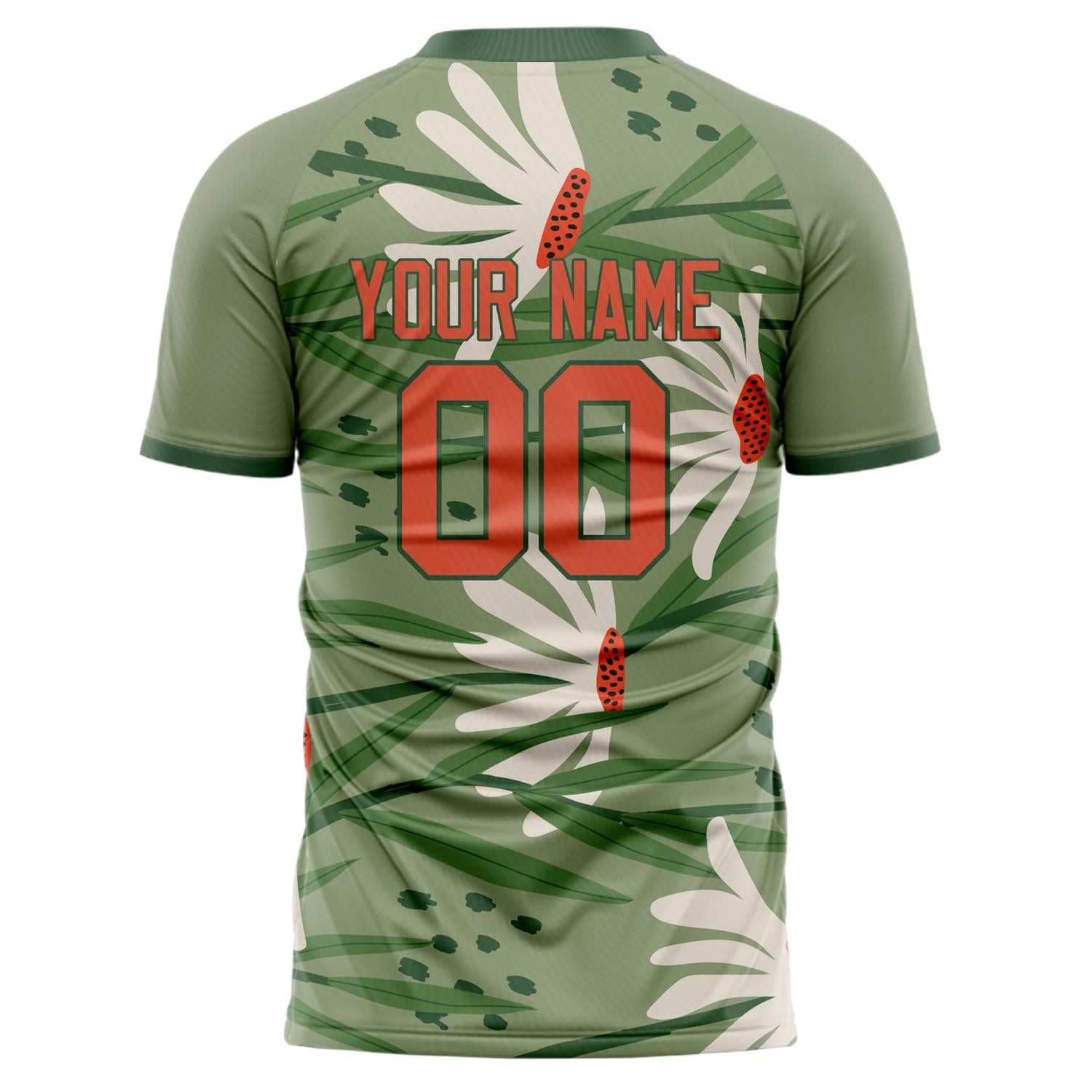 Custom Professional Green Red Flowers Soccer Jersey