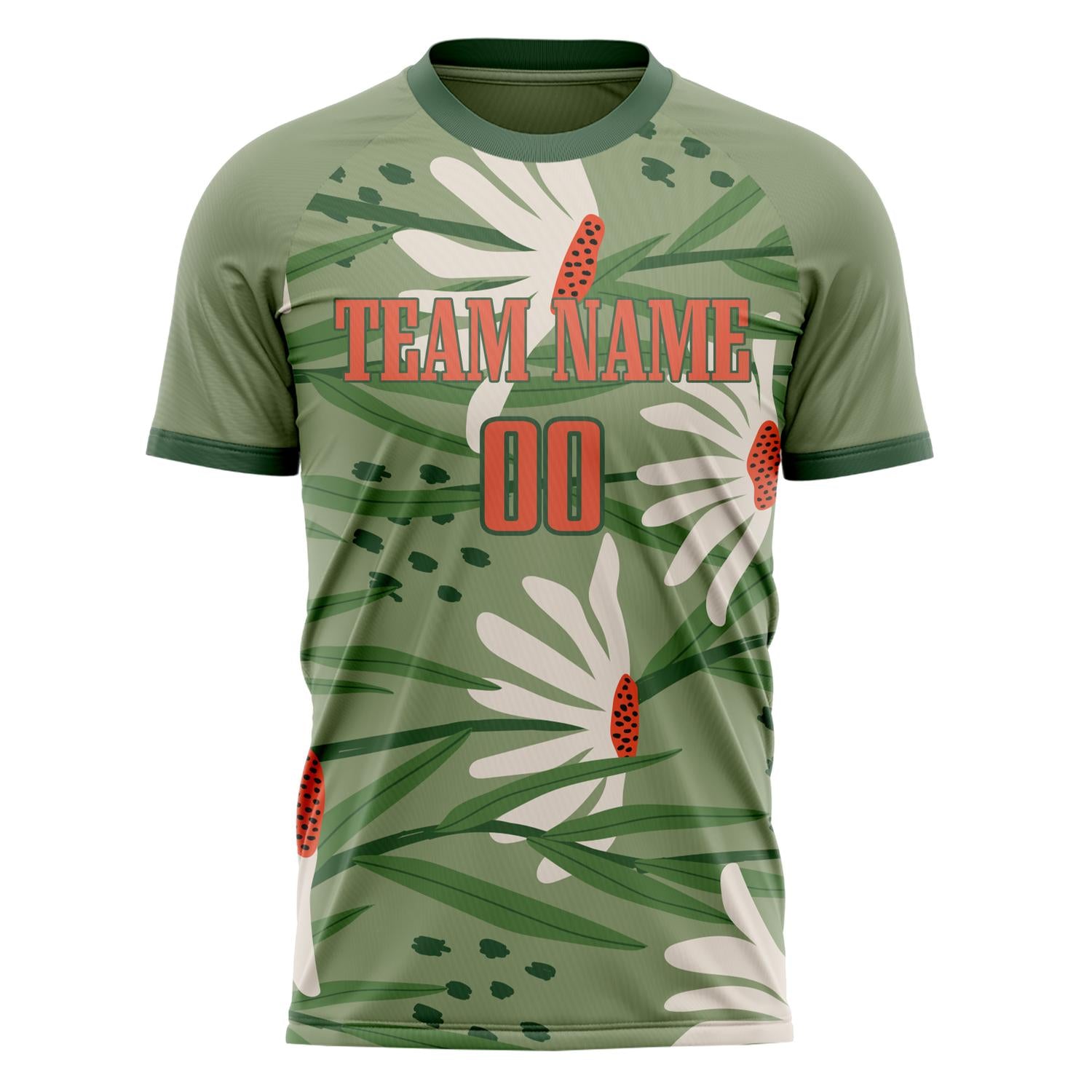 Custom Professional Green Red Flowers Soccer Jersey