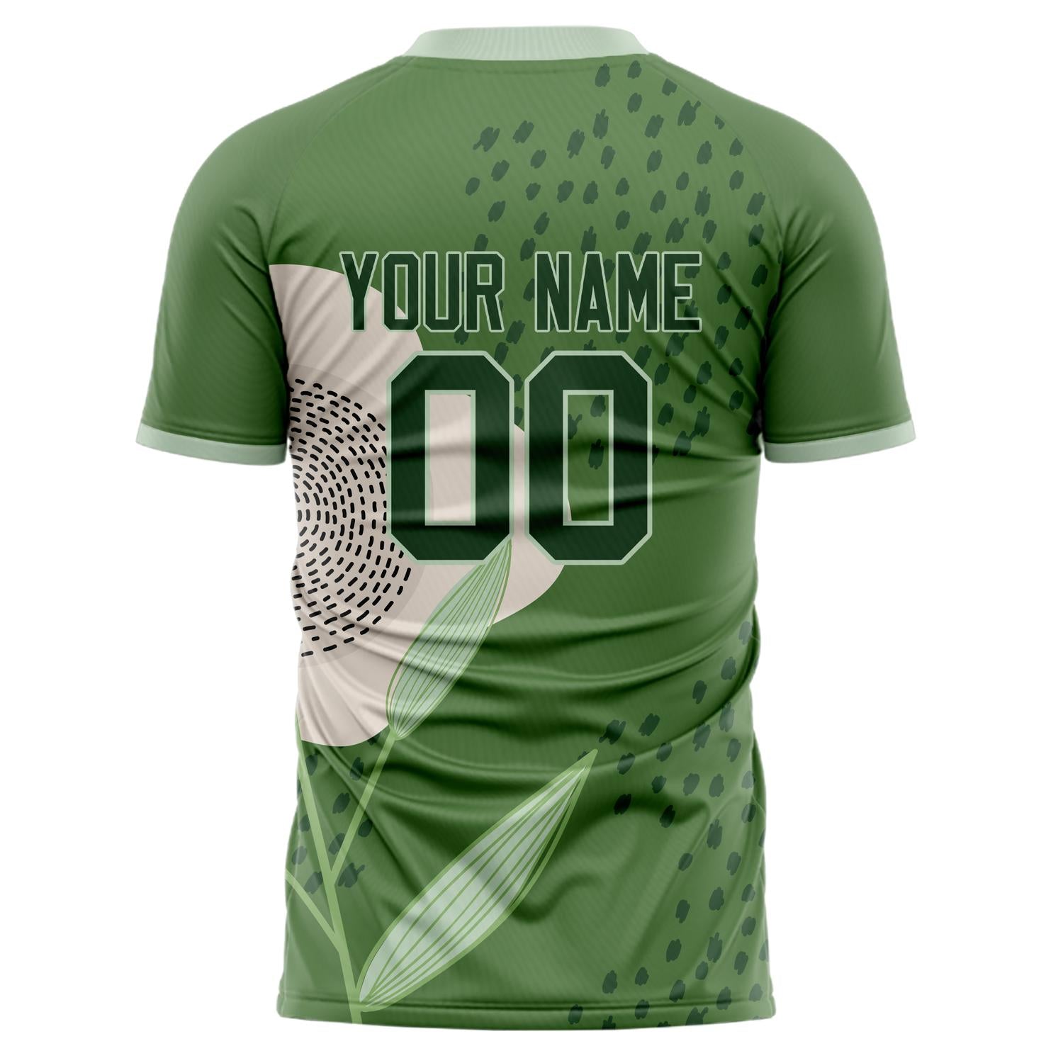 Custom Professional Green Cream Flowers Soccer Jersey