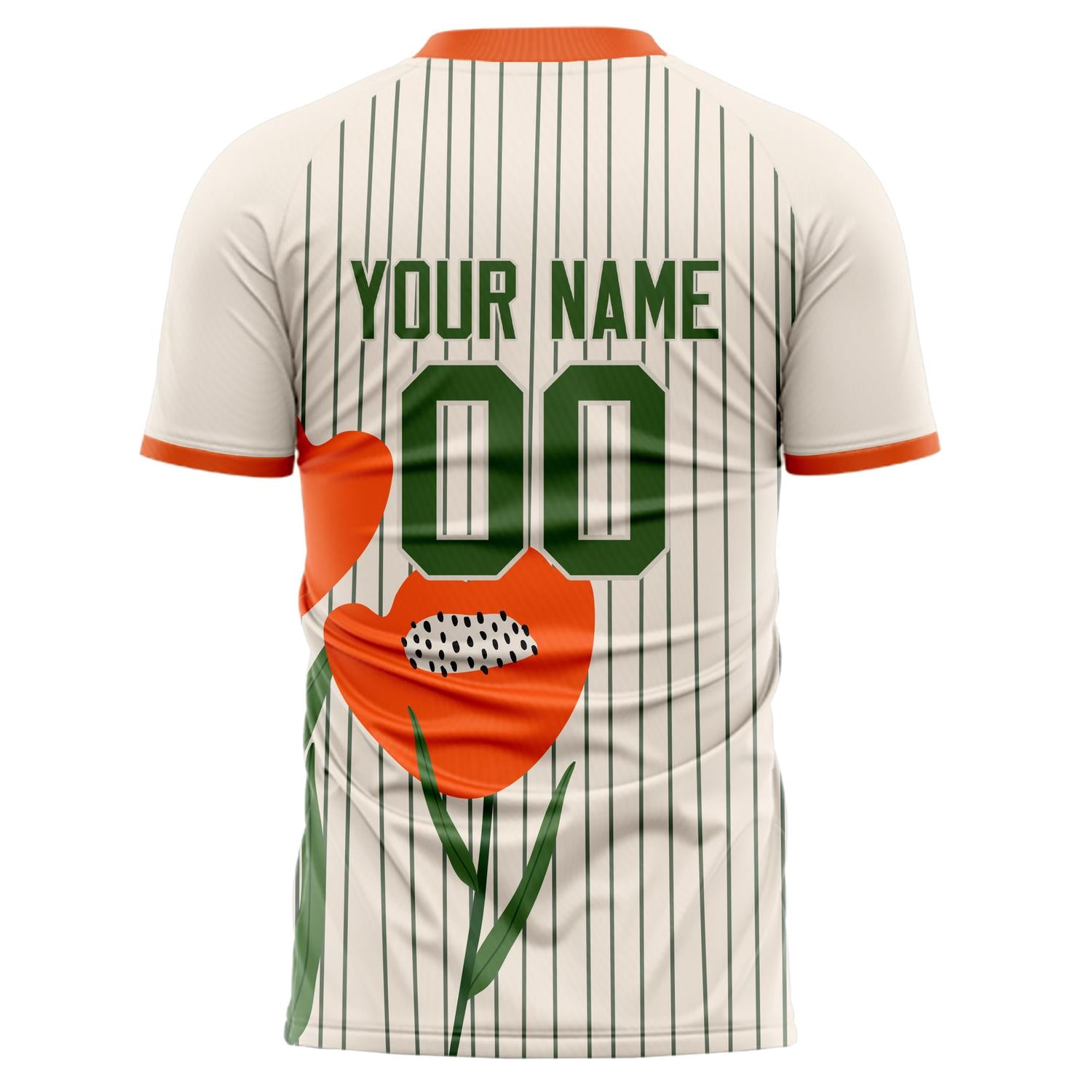 Custom Professional Cream Green Floral Soccer Jersey