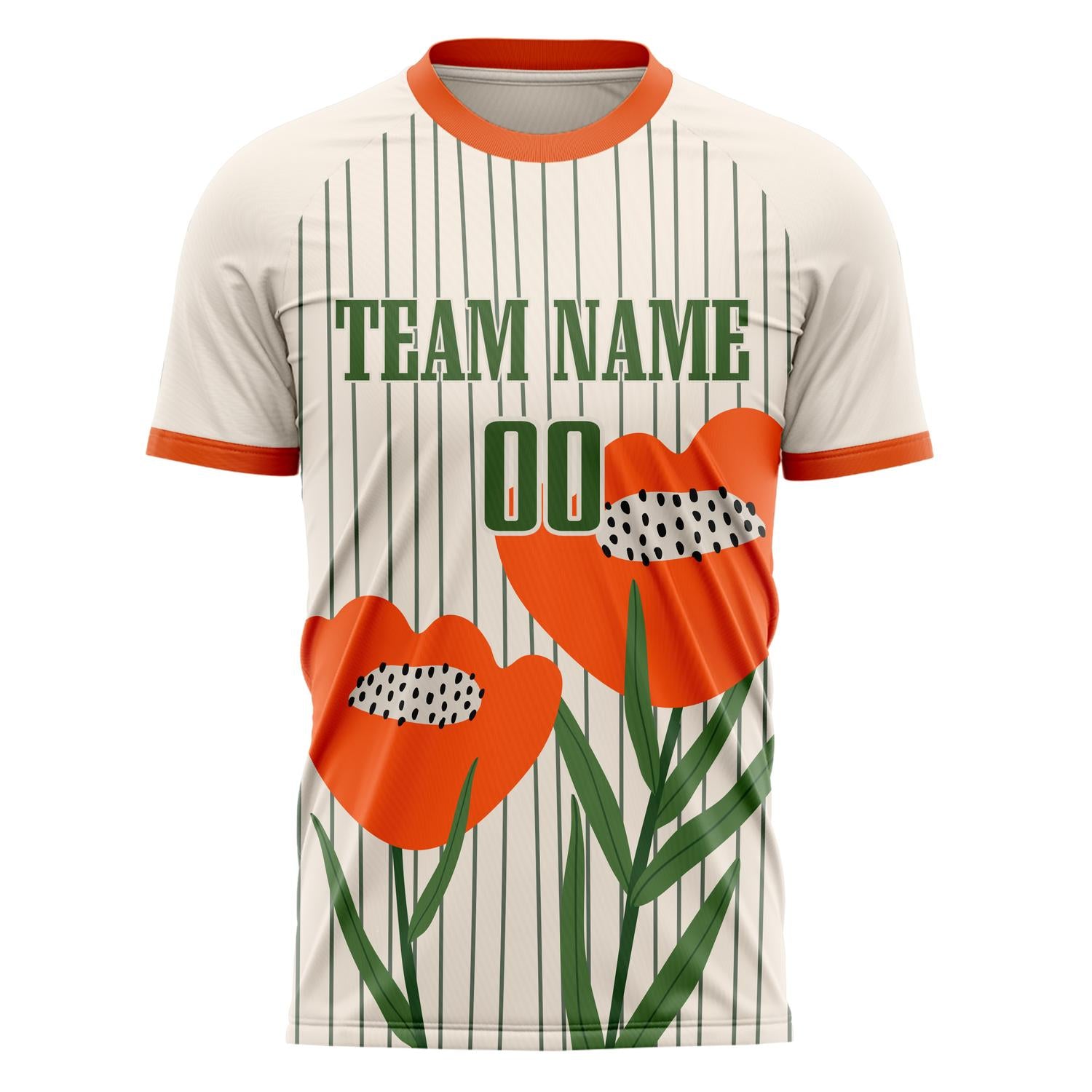 Custom Professional Cream Green Floral Soccer Jersey