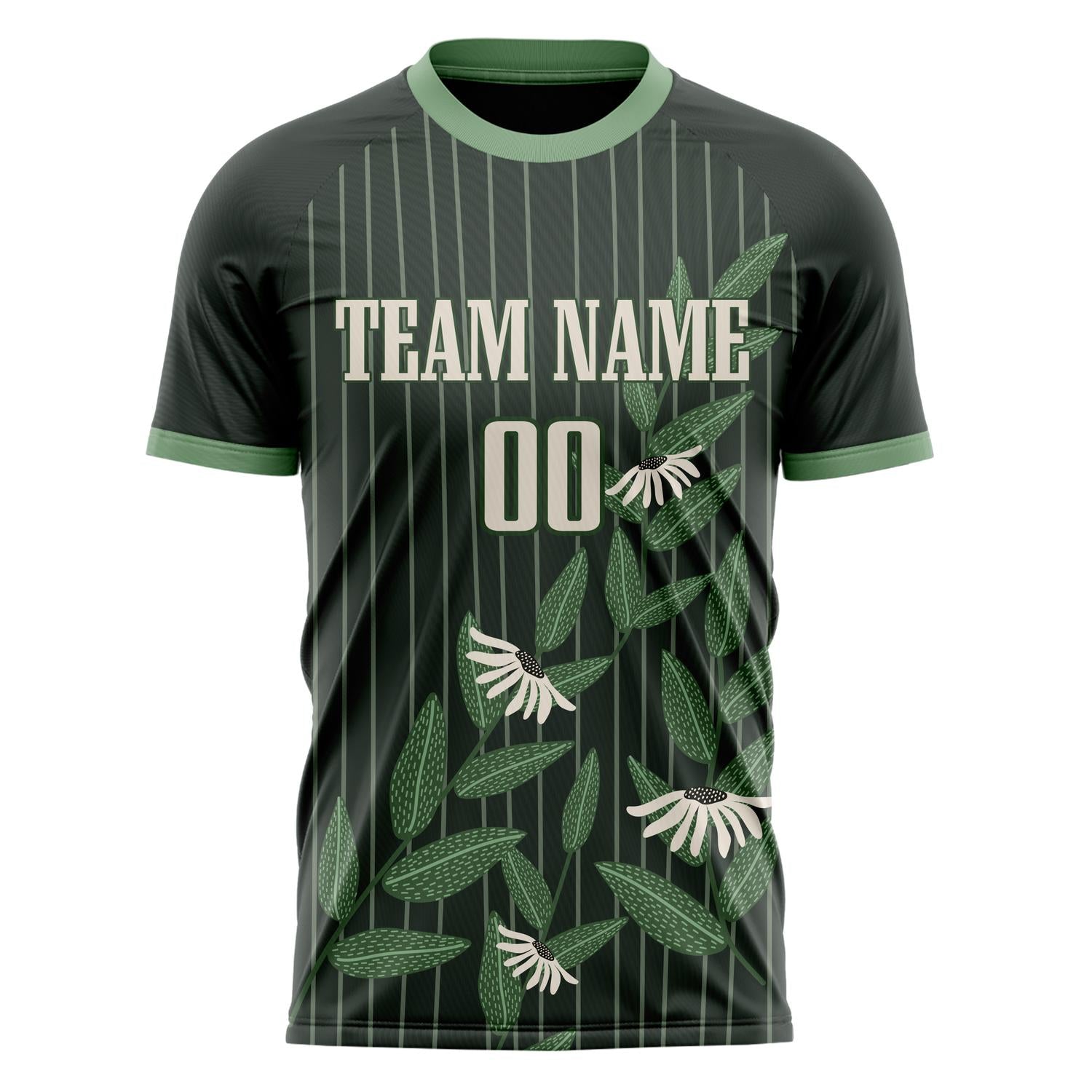 Custom Professional Black Green Flowers Soccer Jersey