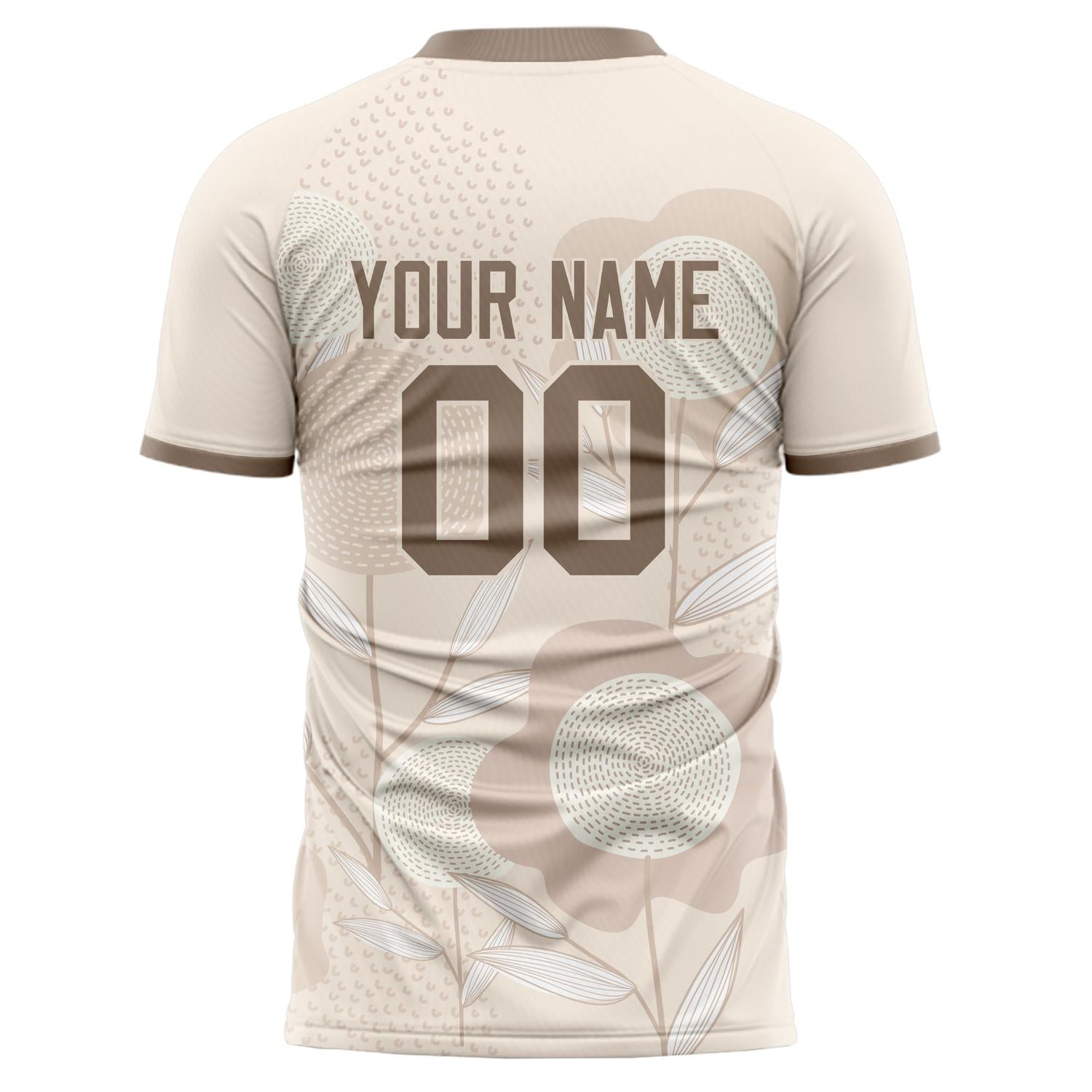 Custom Professional Cream Brown Floral Soccer Jersey
