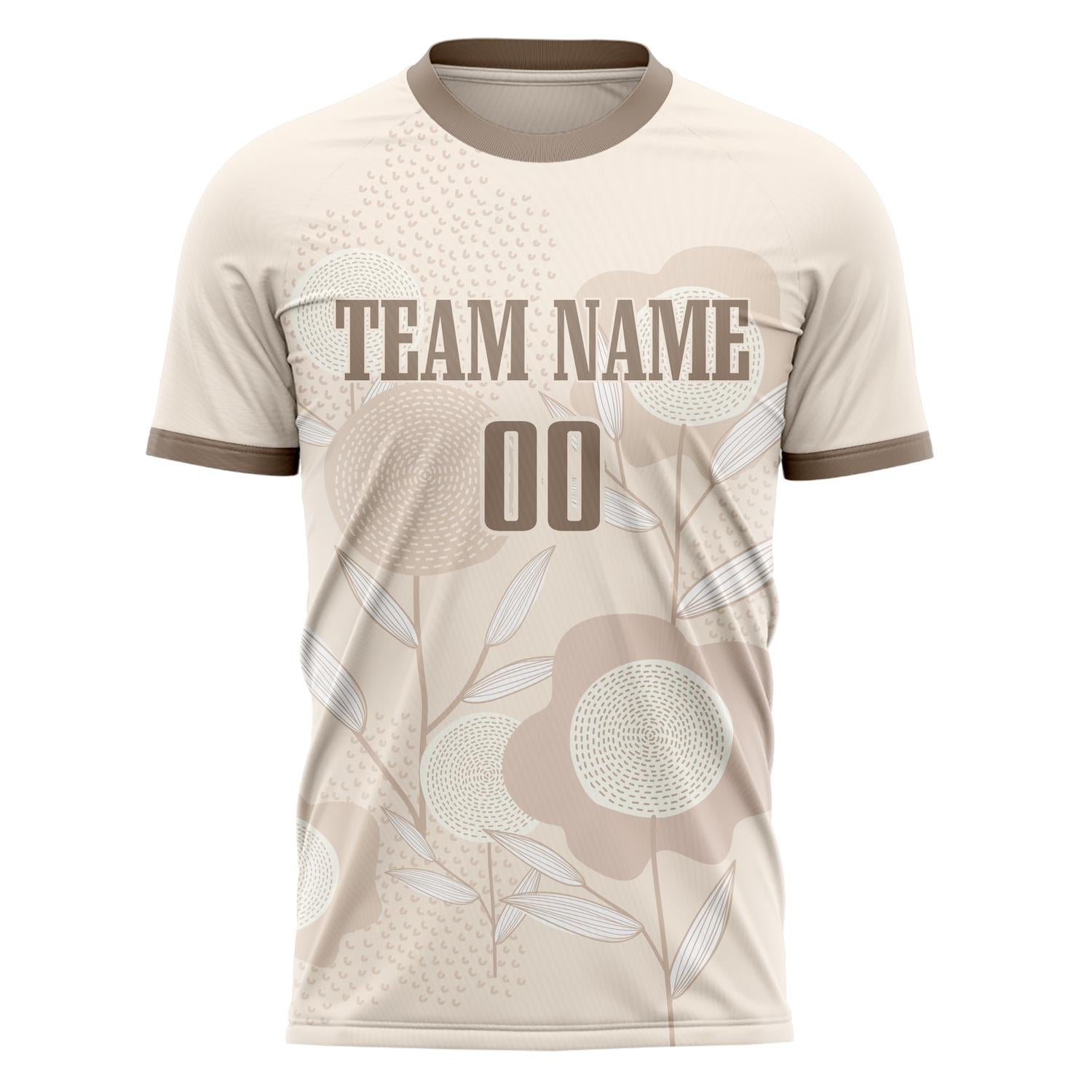 Custom Professional Cream Brown Floral Soccer Jersey