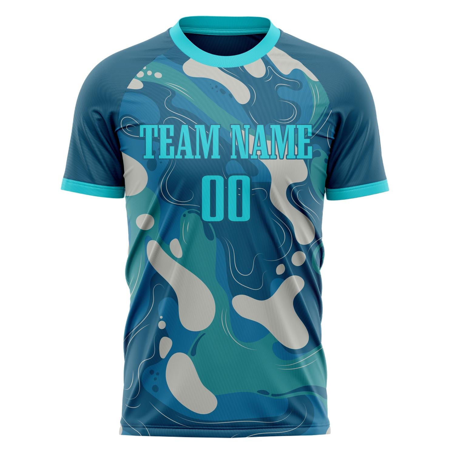 Custom Professional Navy Blue Teal Camouflage Soccer Jersey