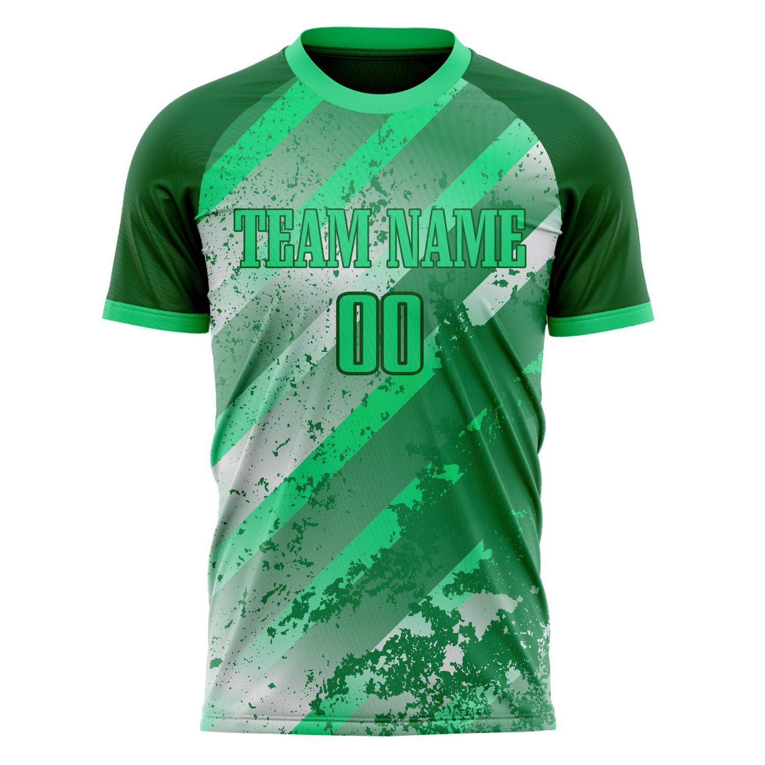 Custom Professional Green Kelly Green Abstract Soccer Jersey
