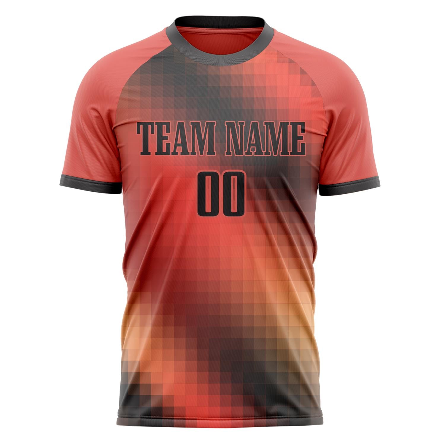 Custom Professional Red Black Pixel Soccer Jersey