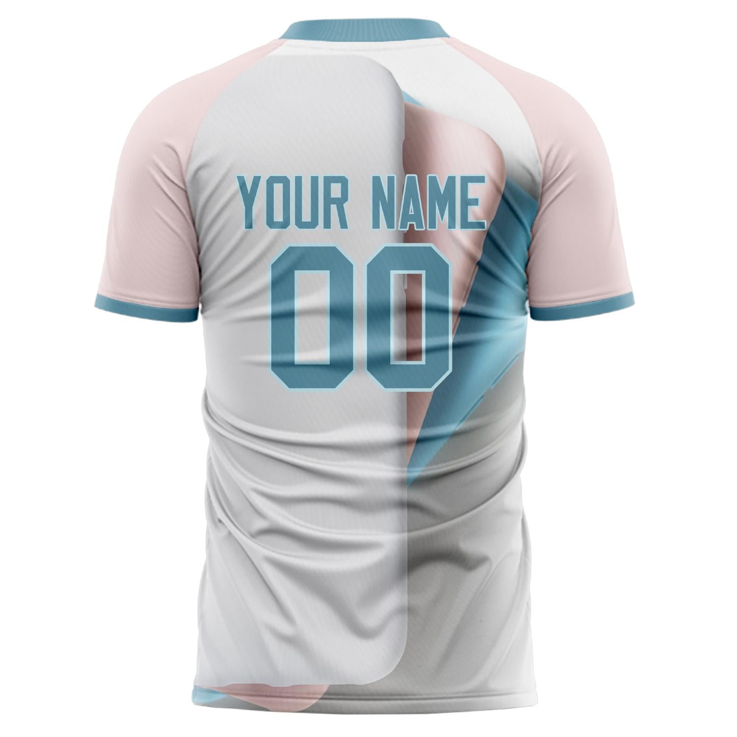 Custom Professional White Blue Abstract Shapes Soccer Jersey