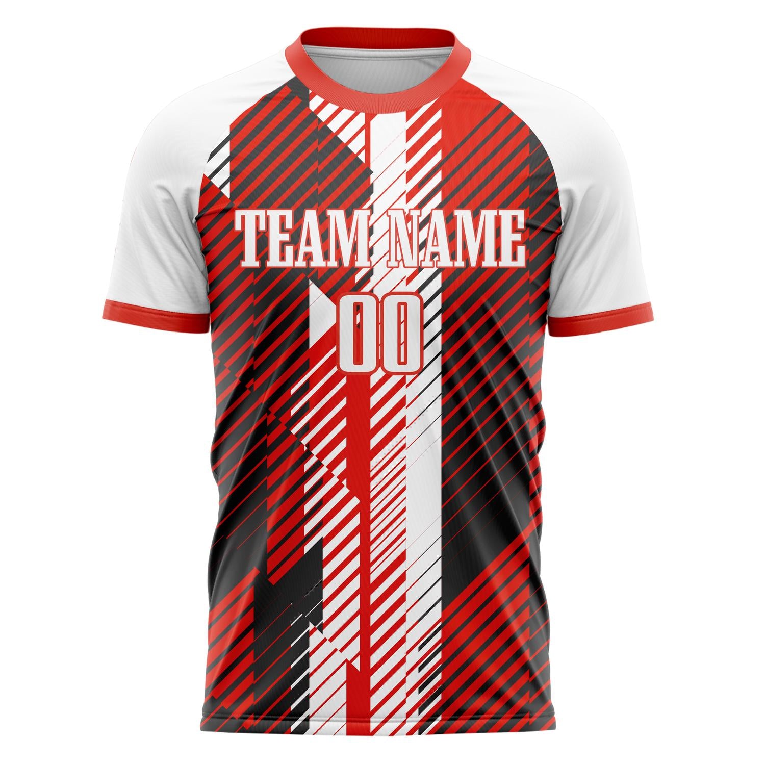 Custom Professional Red White Lines Soccer Jersey