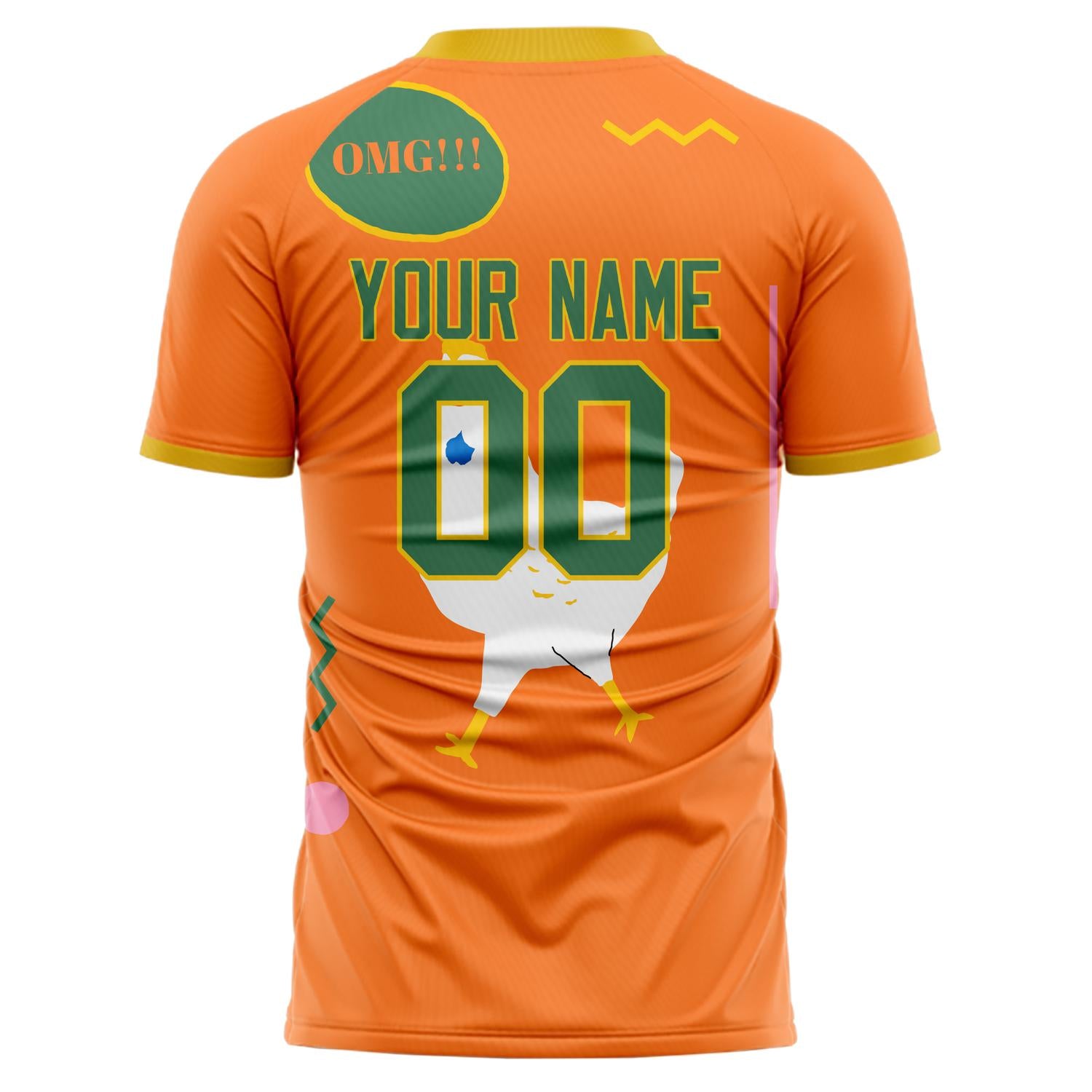 Custom Professional Orange Kelly Green Chickens Football Jersey