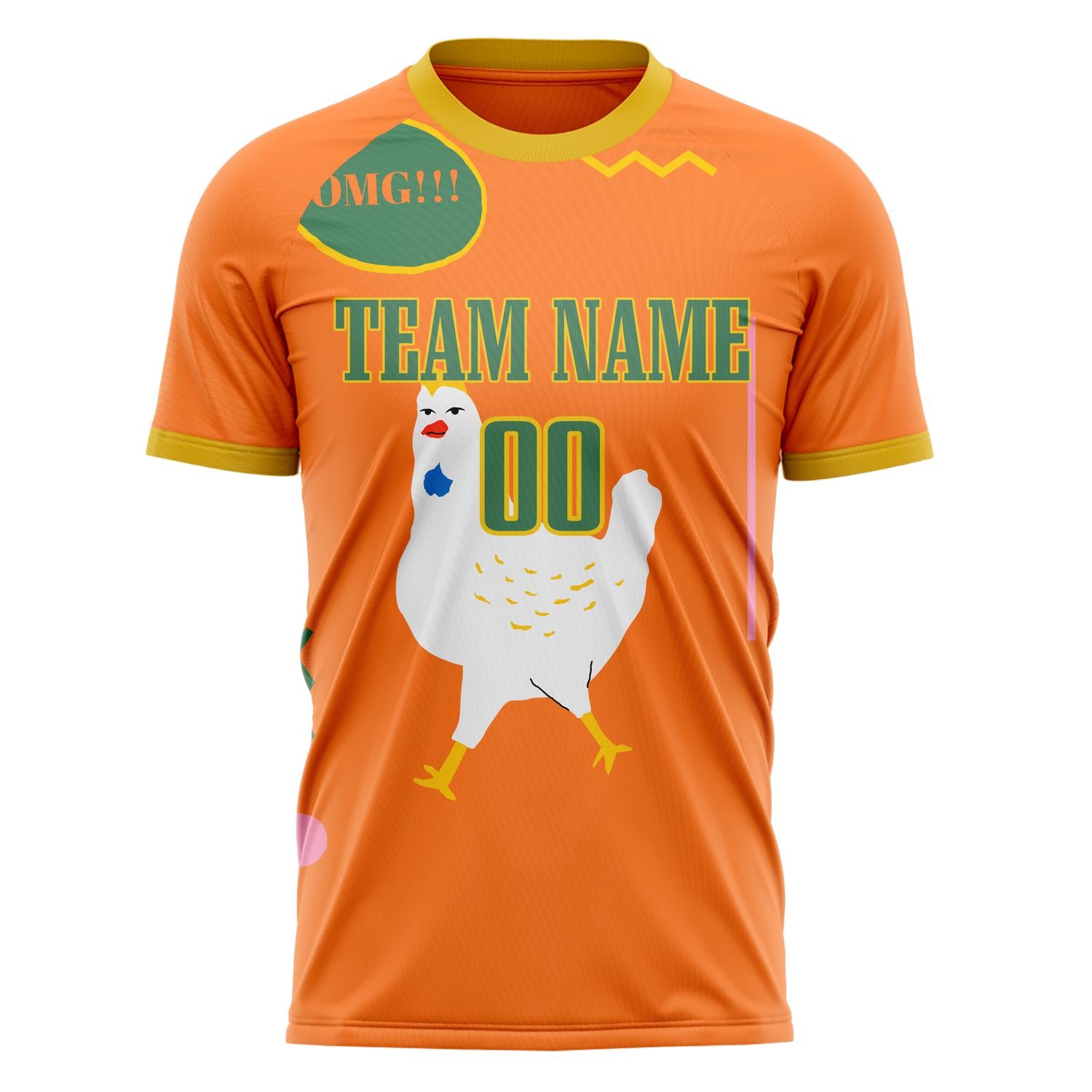 Custom Professional Orange Kelly Green Chickens Football Jersey