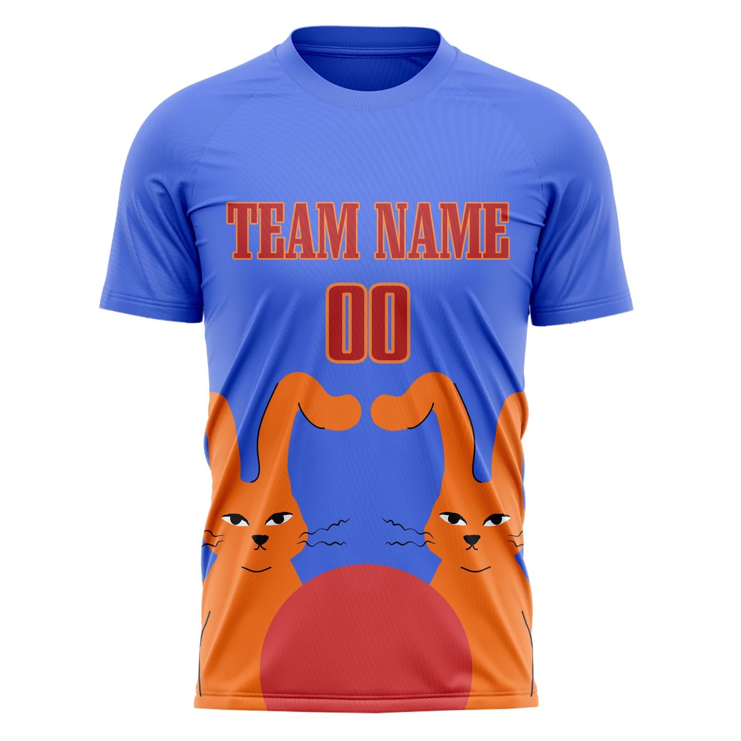 Custom Professional Blue Red Rabbits Soccer Jersey