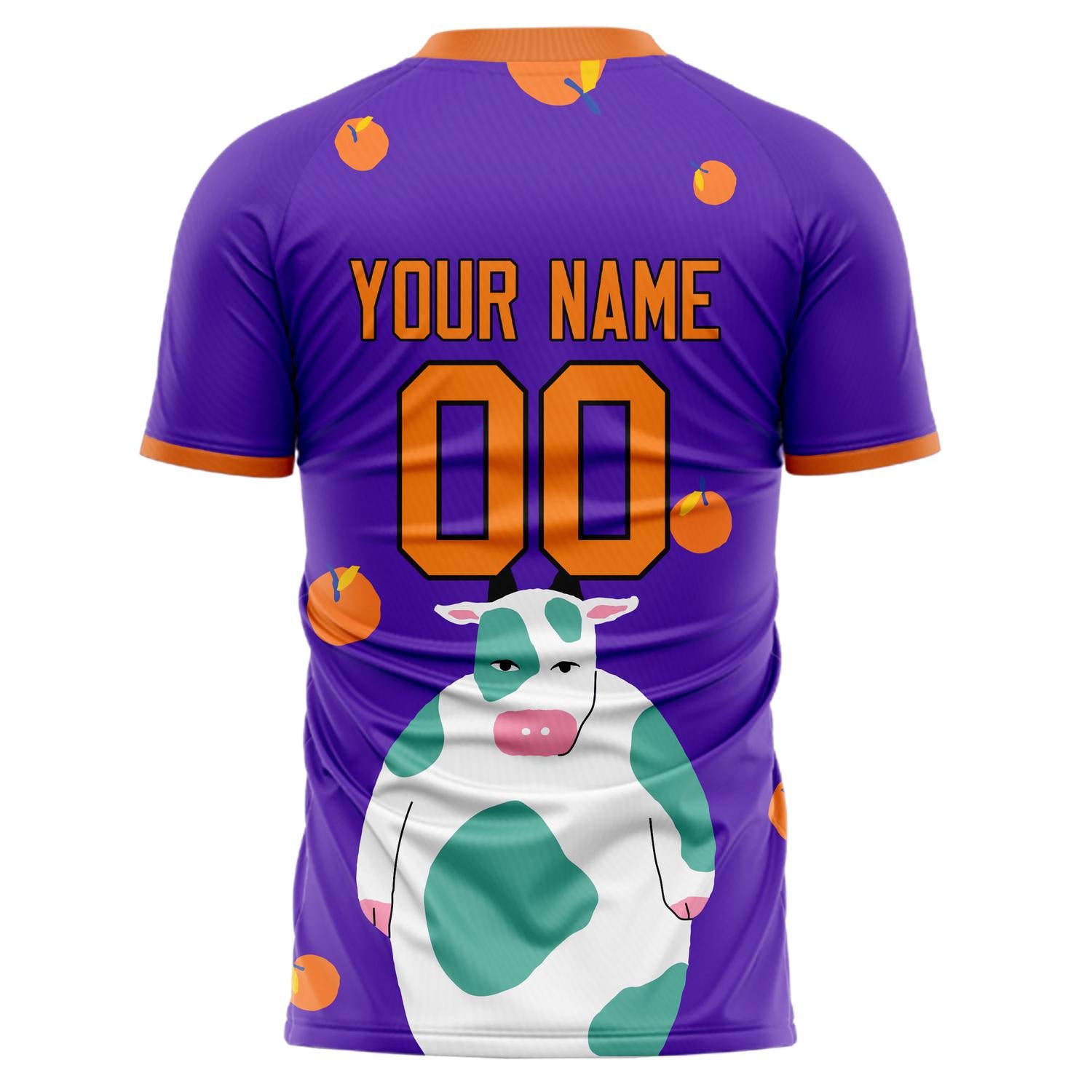 Custom Professional Purple Orange Cow Soccer Jersey