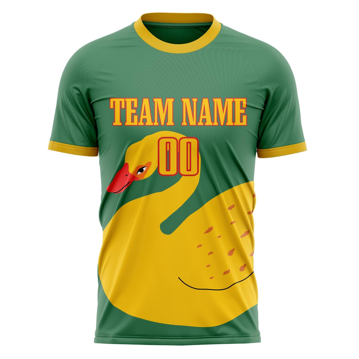 Custom Professional Green Gold Swan Soccer Jersey