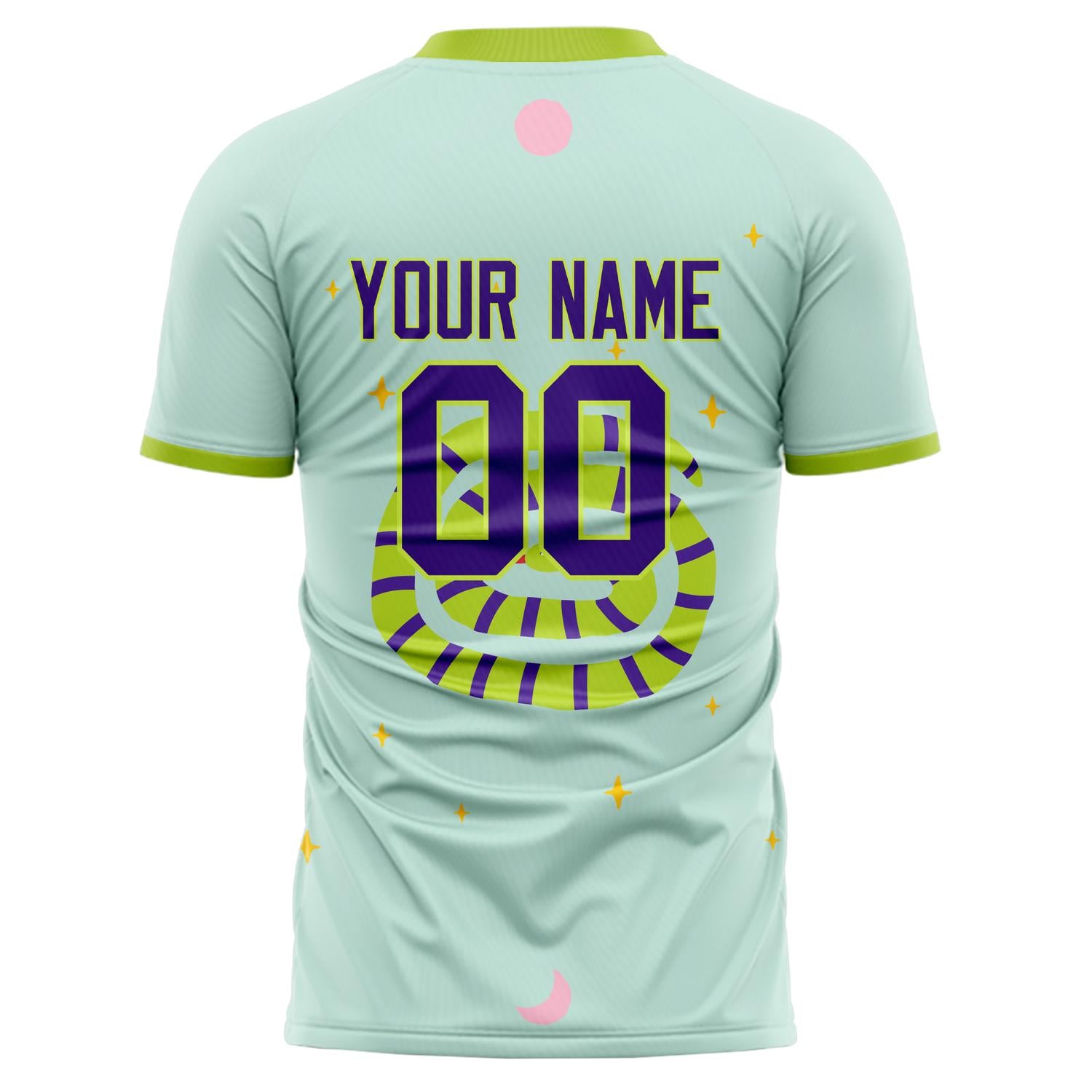 Custom Professional Green Purple Snakes And Stars Soccer Jersey
