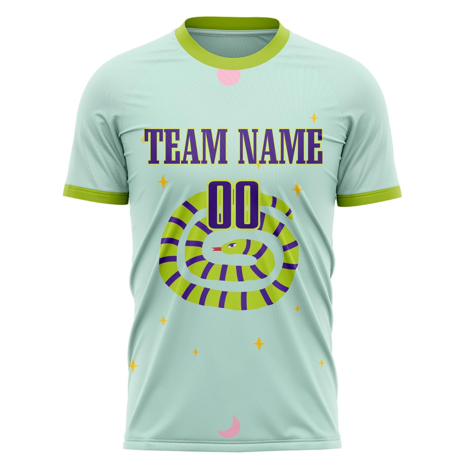 Custom Professional Green Purple Snakes And Stars Soccer Jersey