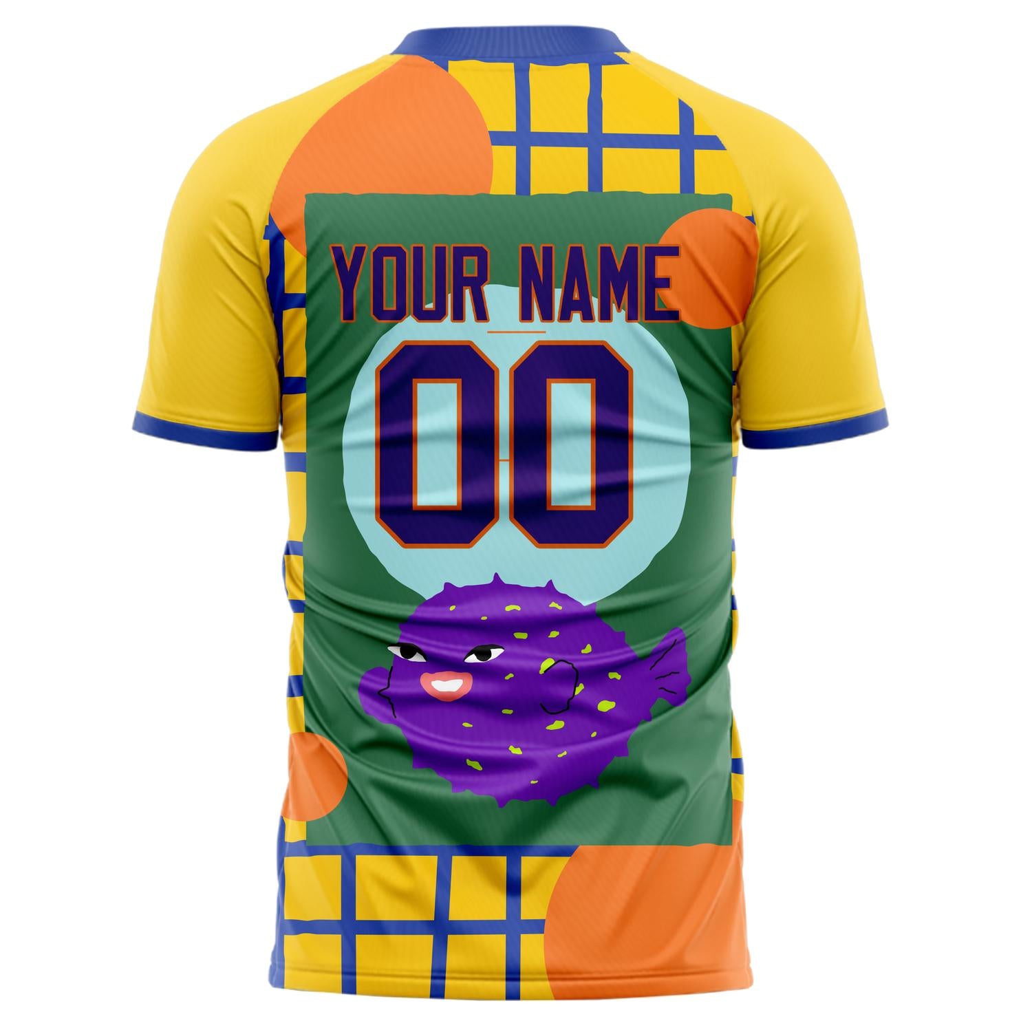 Custom Professional Gold Green Fish Soccer Jersey