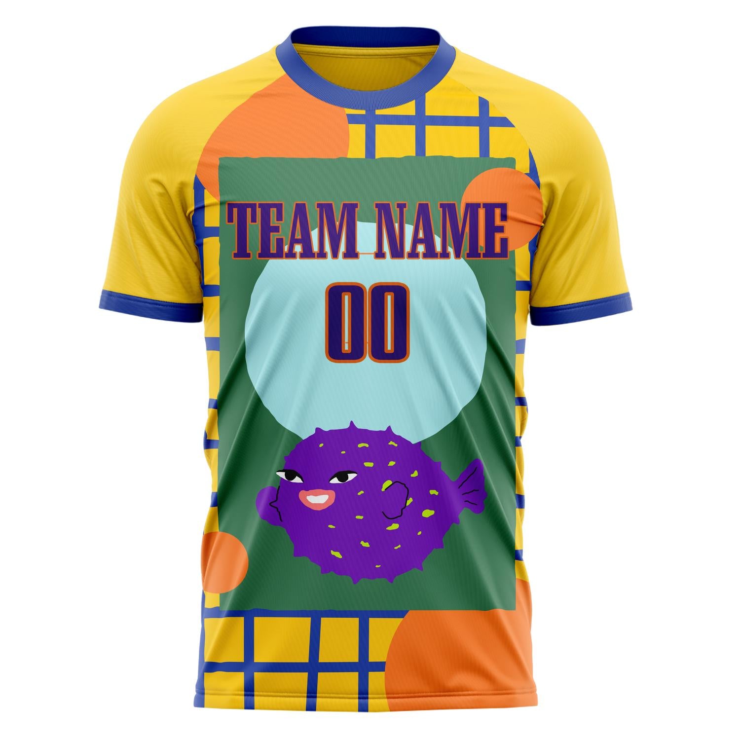 Custom Professional Gold Green Fish Soccer Jersey