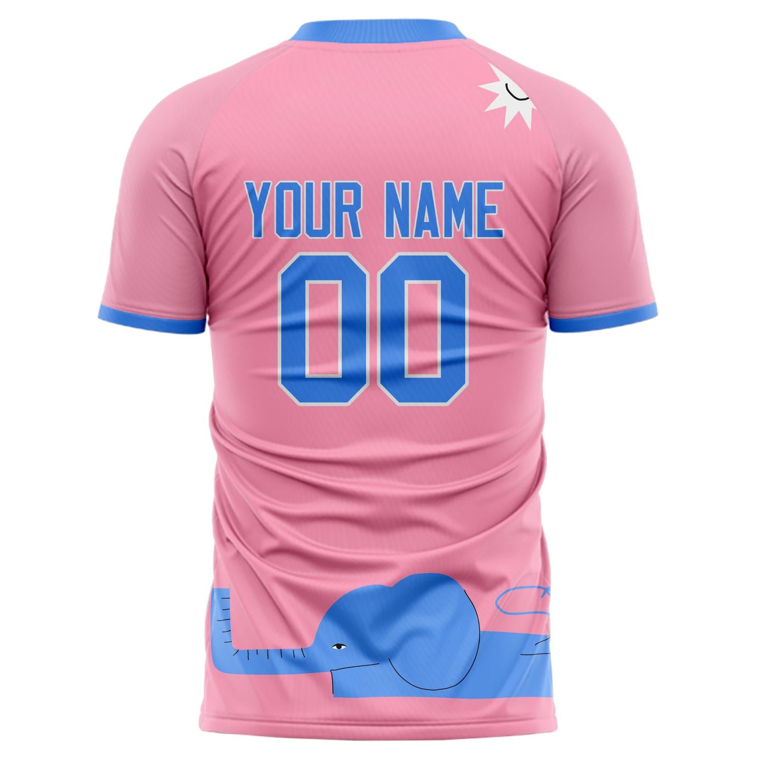 Custom Professional Pink Blue Elephants Soccer Jersey