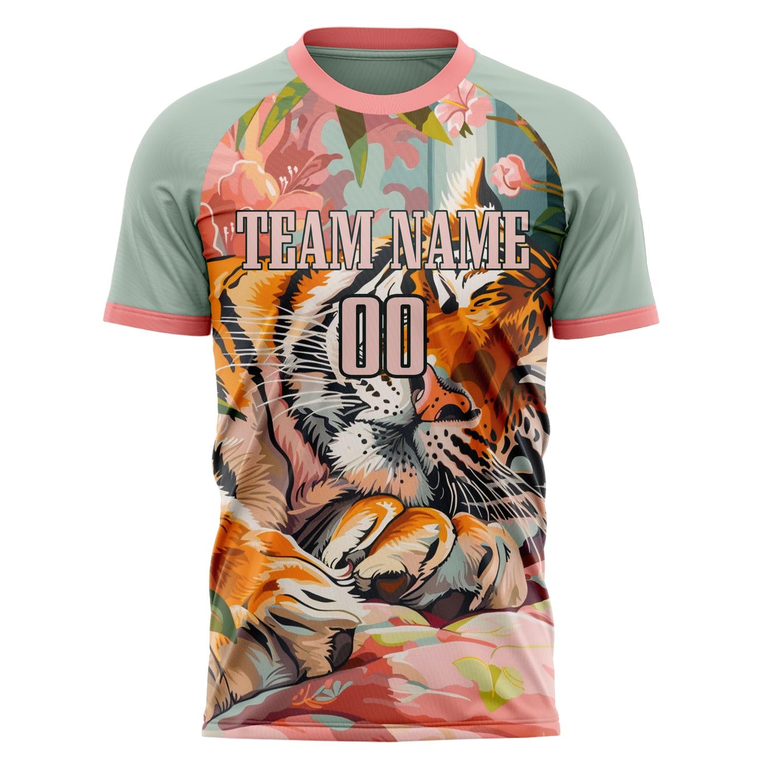 Custom Professional Pink Black Tiger Soccer Jersey