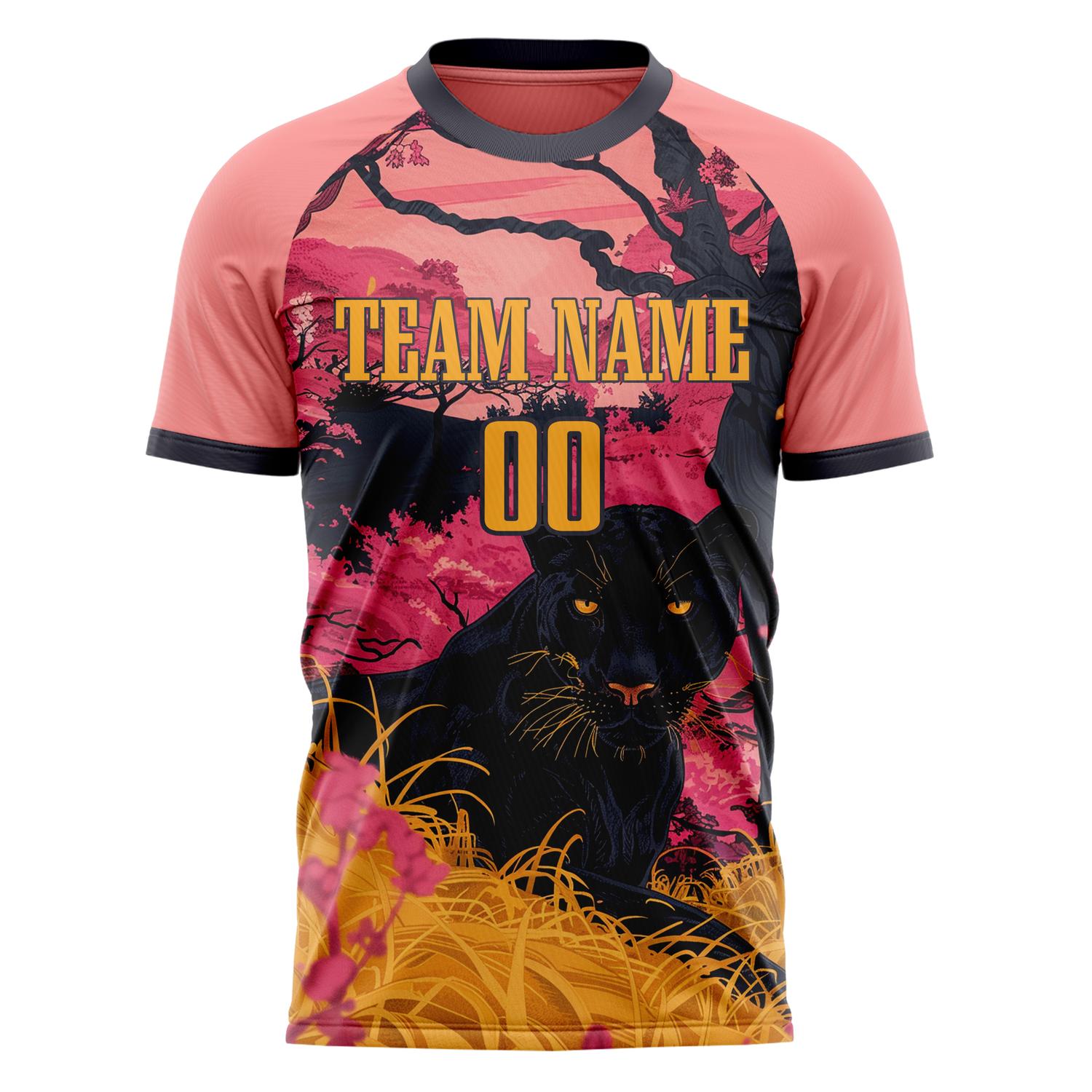 Custom Professional Pink Black Panther Soccer Jersey