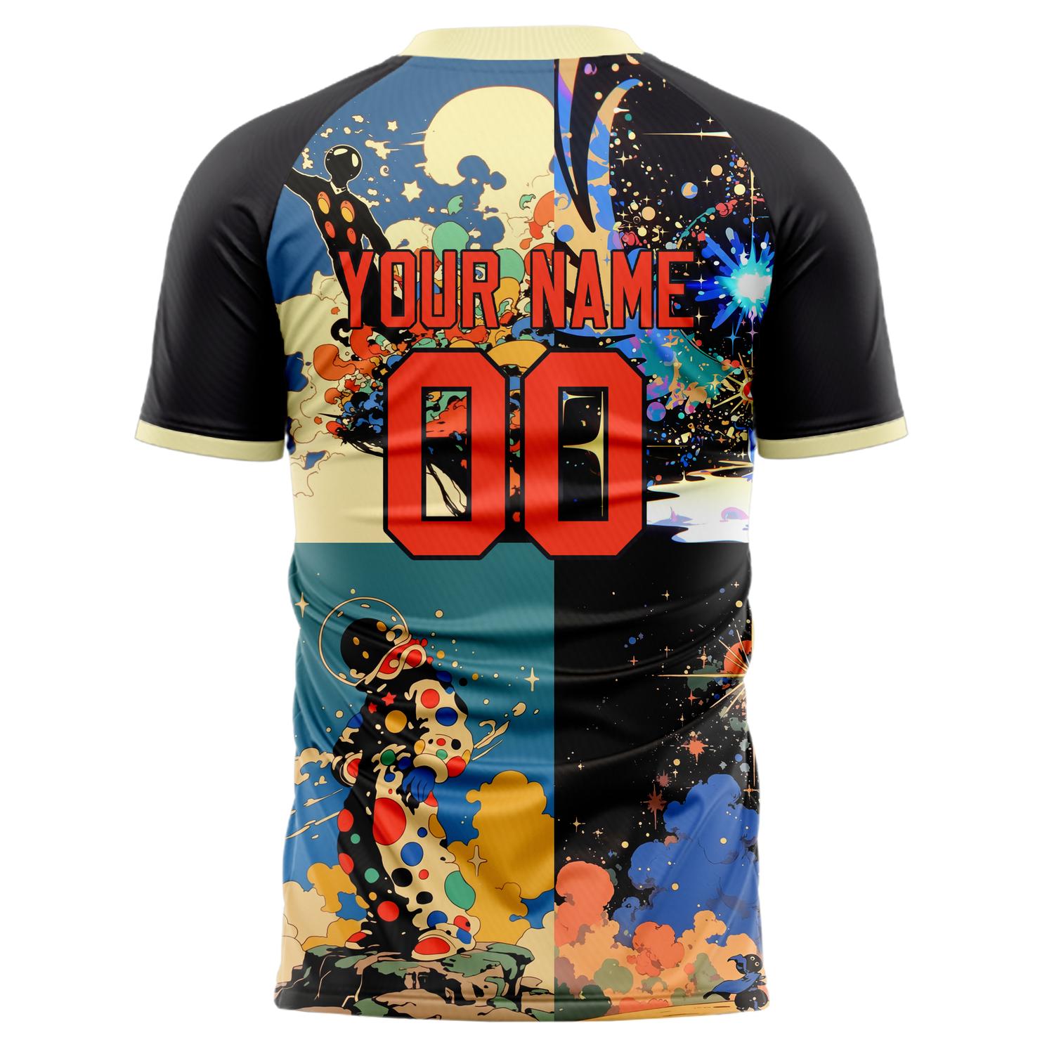 Custom Professional Black Red Fantasy Football Jersey