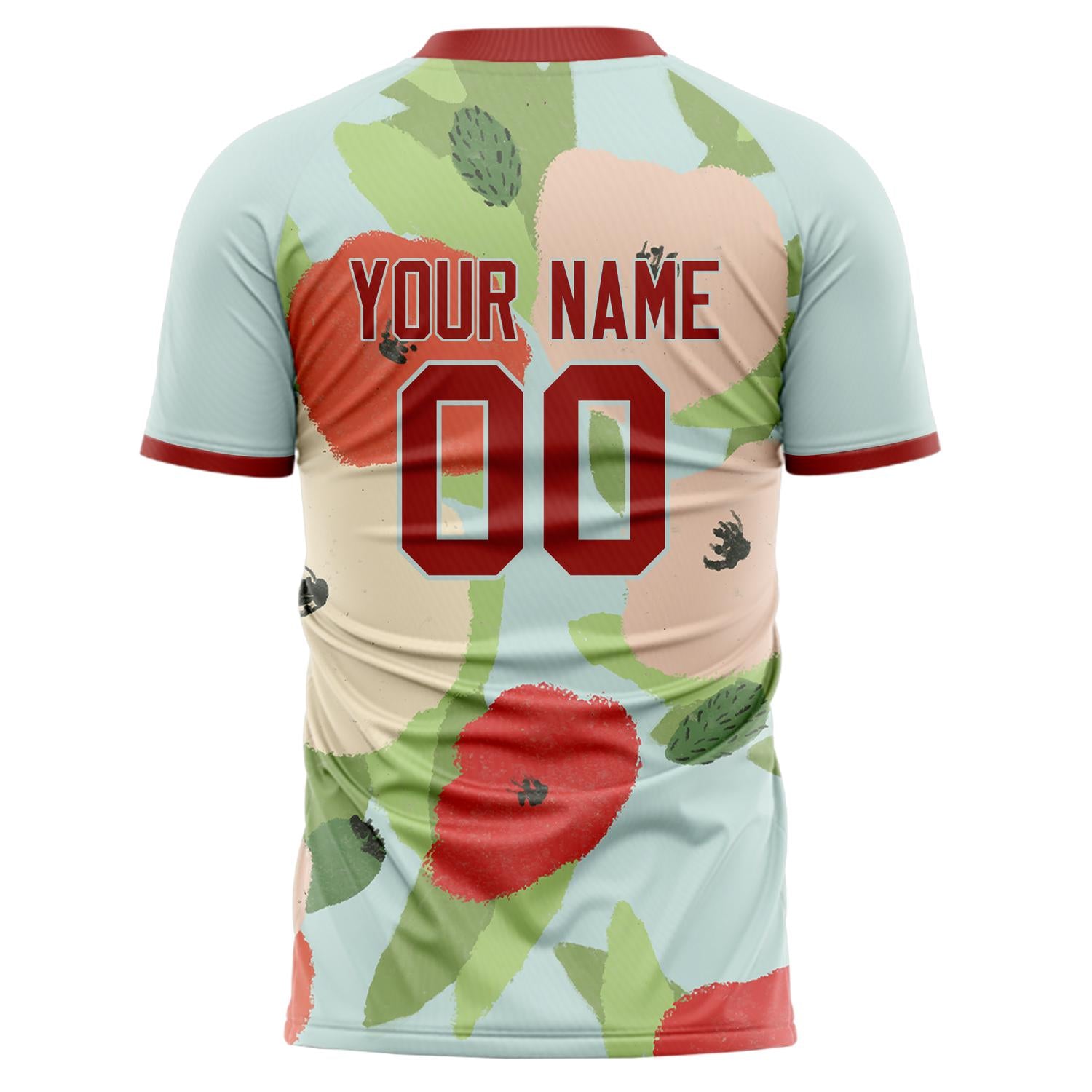 Custom Professional Blue Red Leaves Soccer Jersey