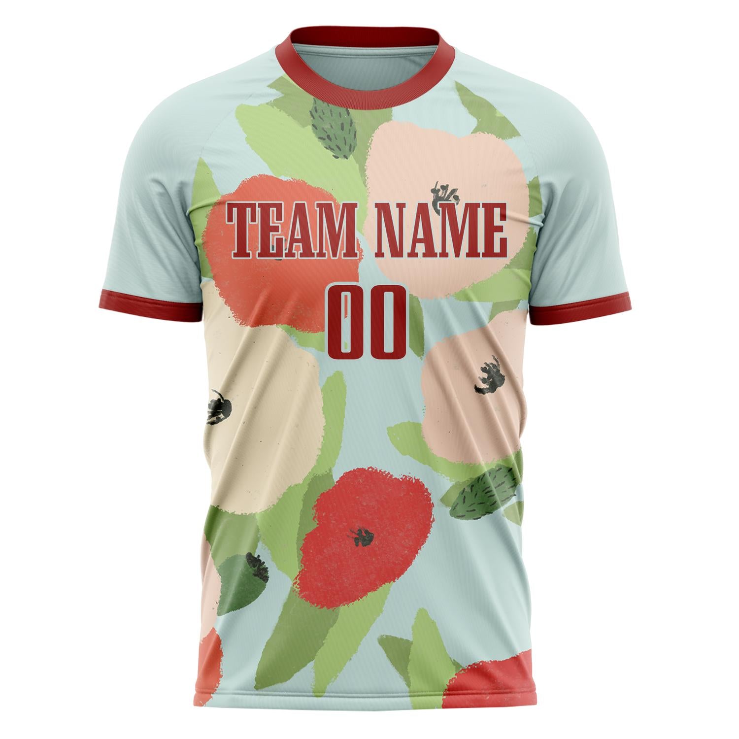 Custom Professional Blue Red Leaves Soccer Jersey