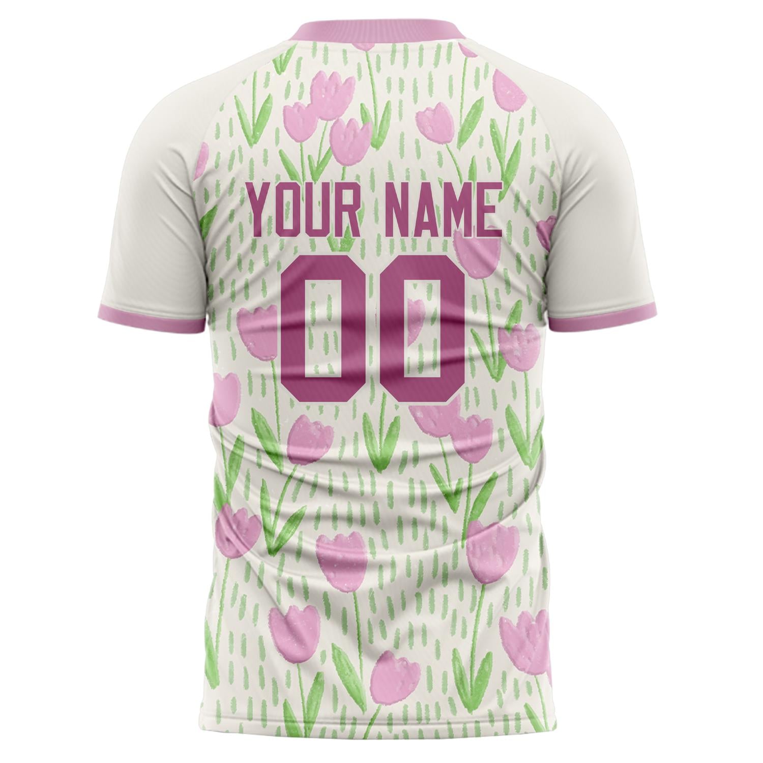 Custom Professional White Pink Tulips Soccer Jersey