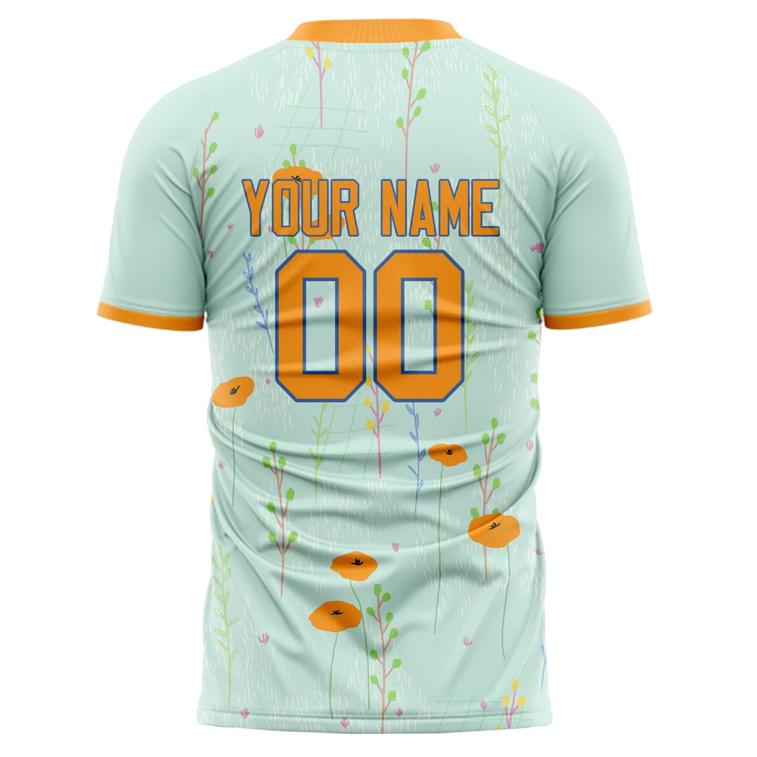 Custom Professional Blue Orange Wildflowers Soccer Jersey