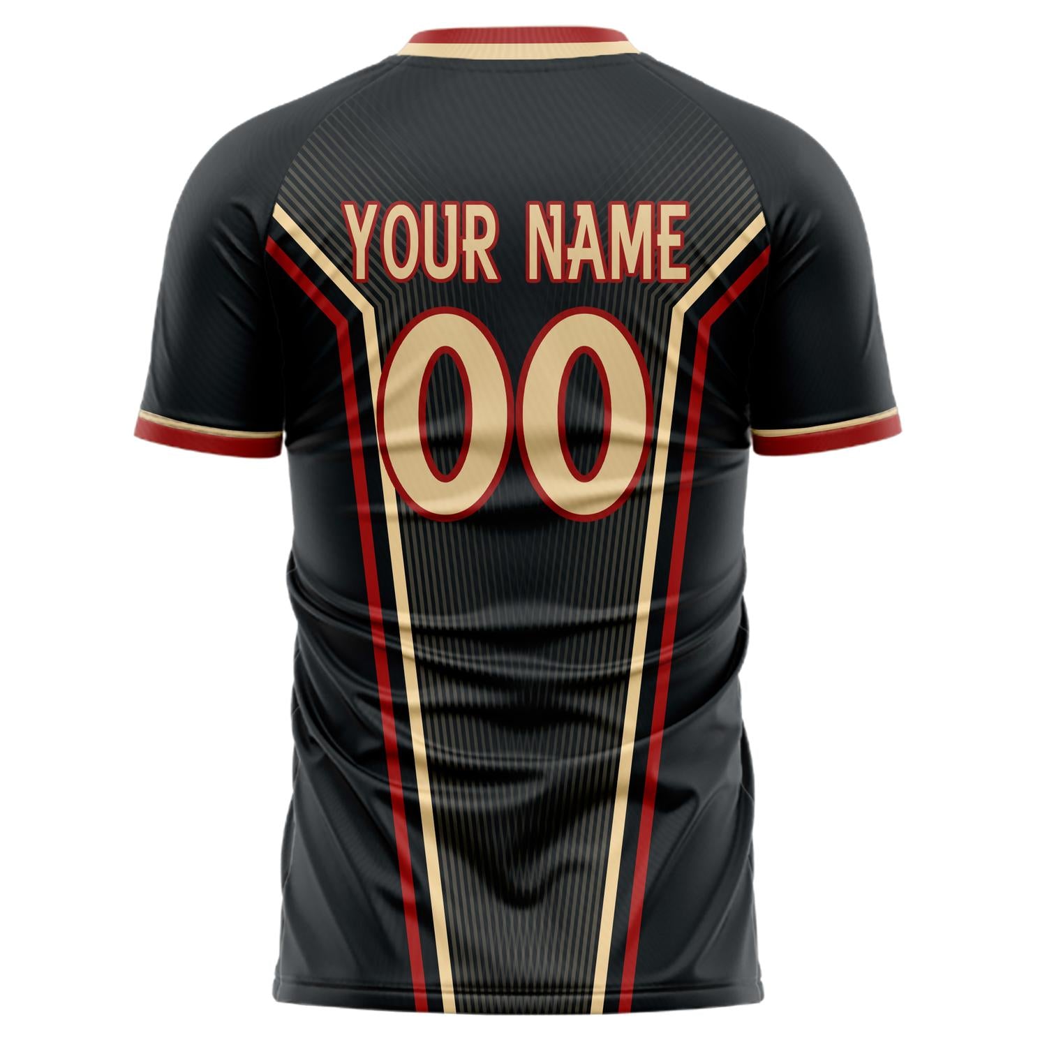 Custom Professional Black Cream Stripes Soccer Jersey