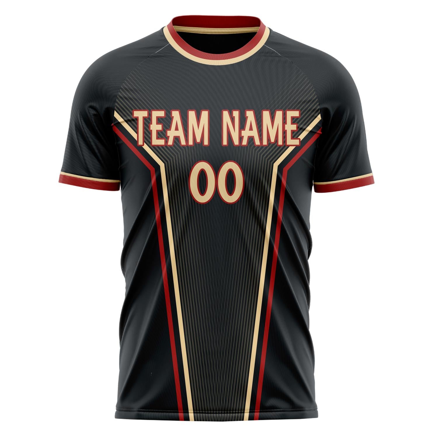Custom Professional Black Cream Stripes Soccer Jersey