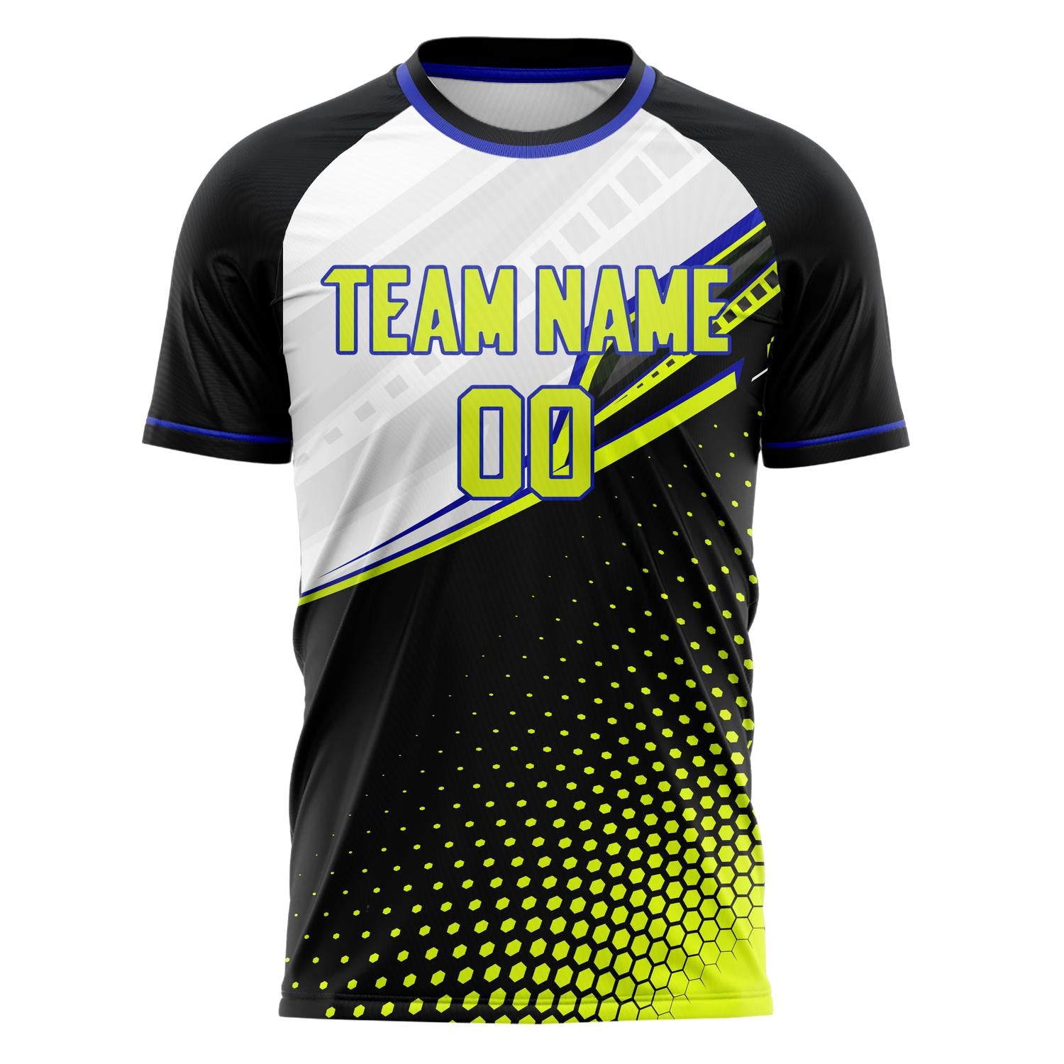 Custom Professional Black Neon Green Dots Soccer Jersey
