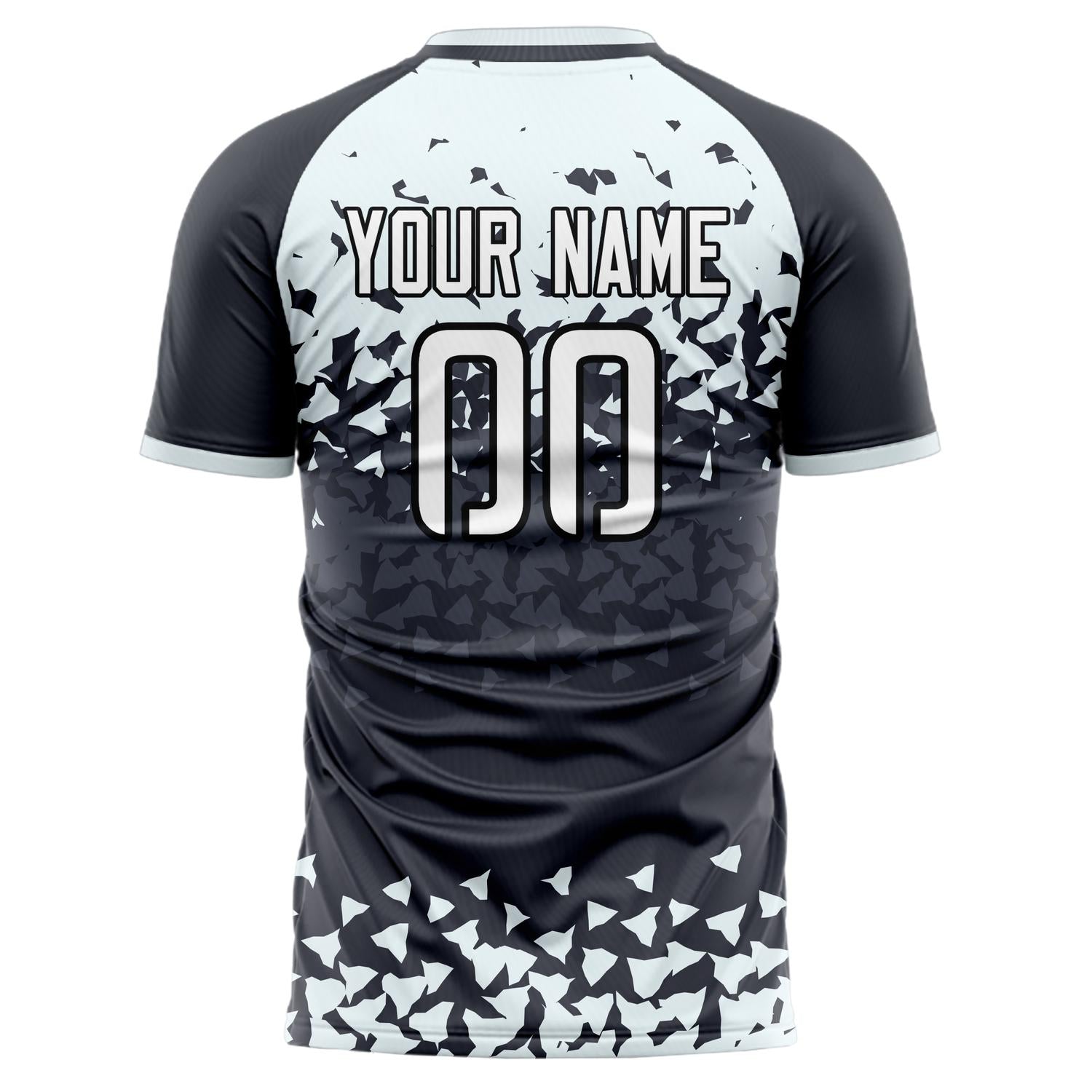 Custom Professional Navy Blue White Triangle Soccer Jersey