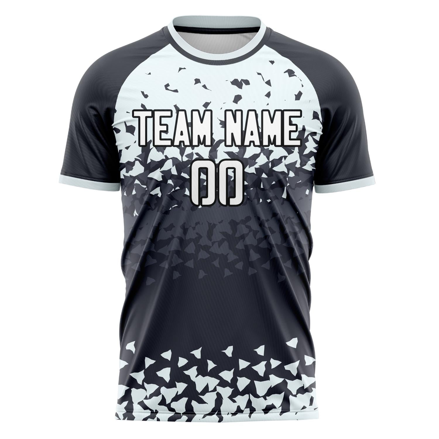 Custom Professional Navy Blue White Triangle Soccer Jersey