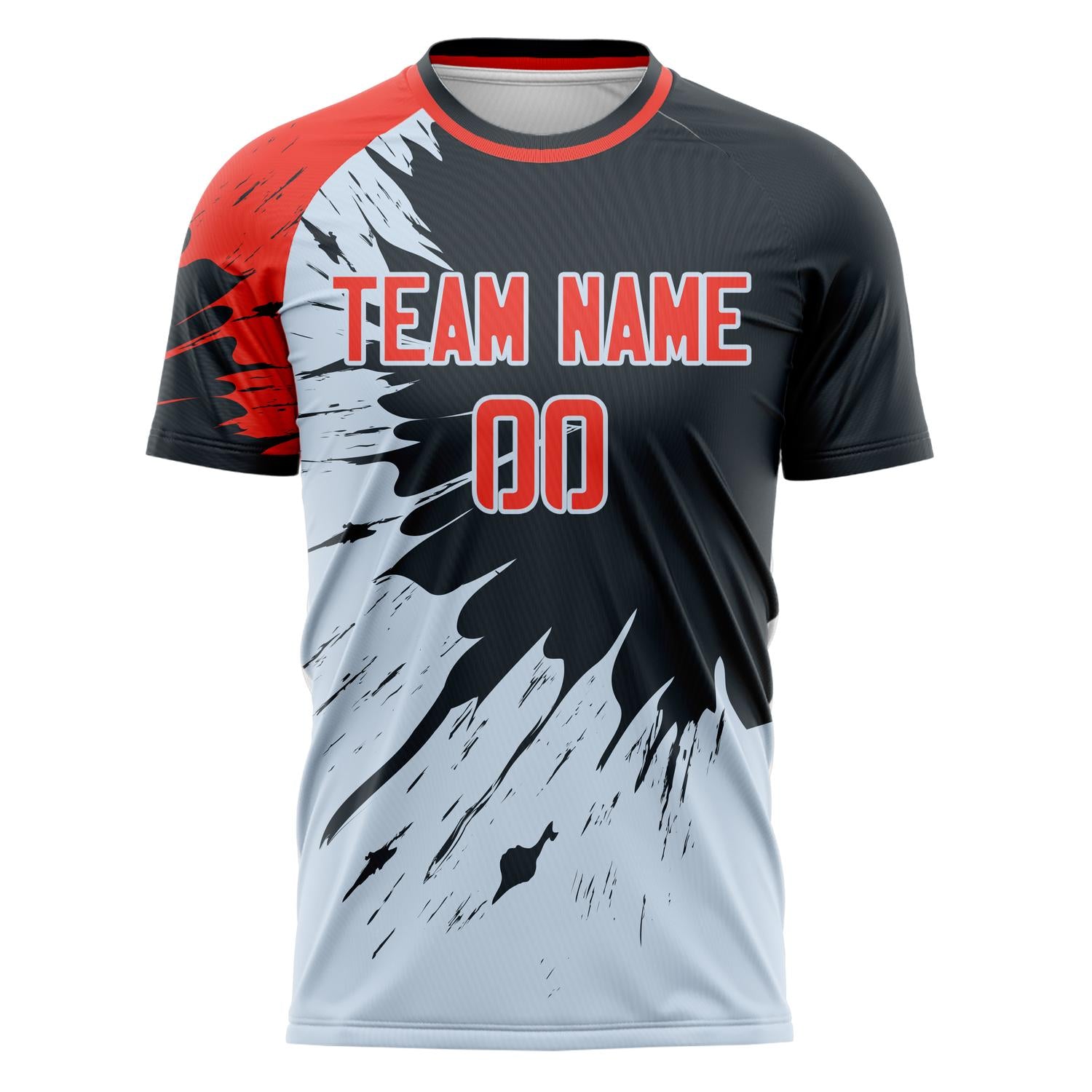 Custom Professional Black Red Brushstroke Soccer Jersey