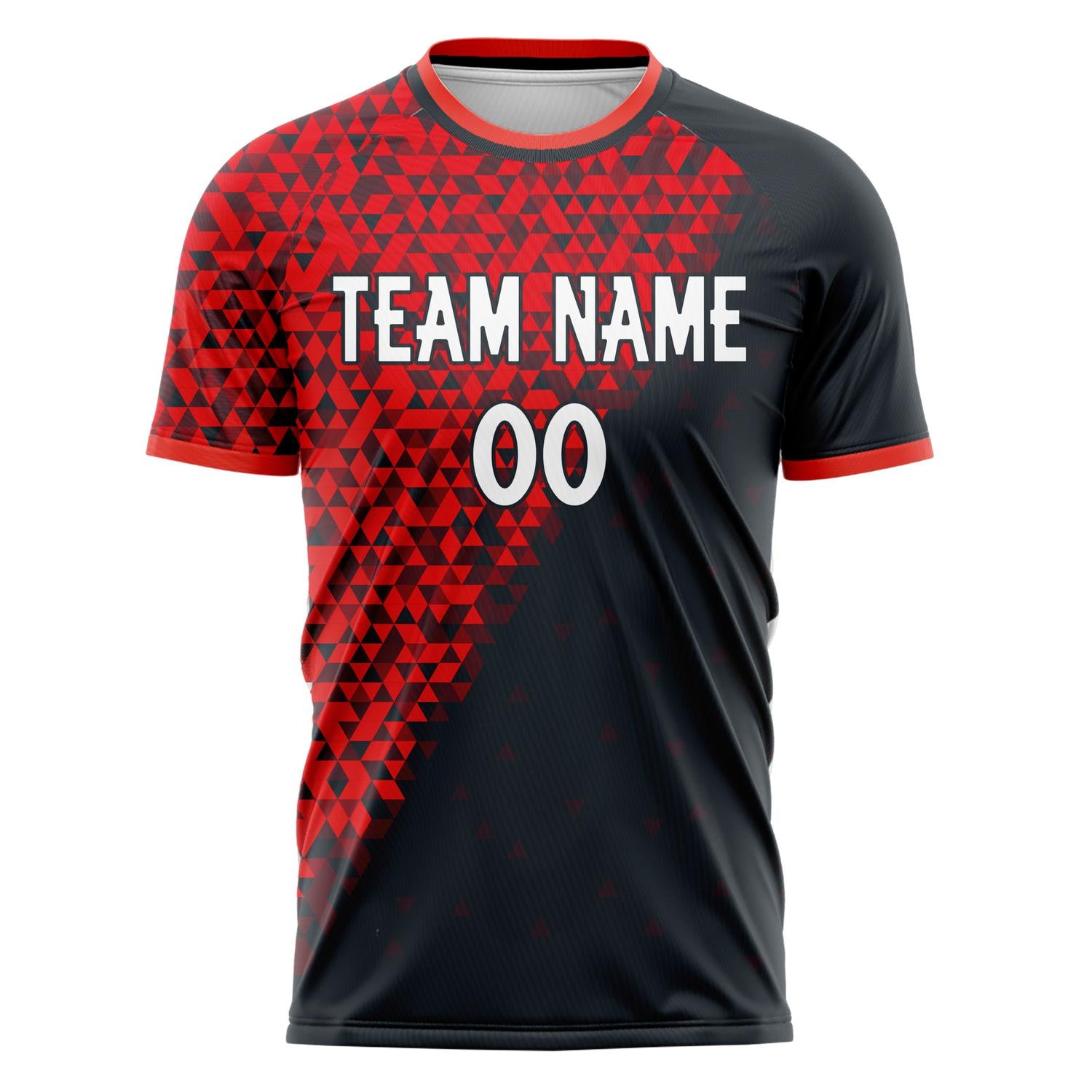 Custom Professional Black Red Triangle Soccer Jersey