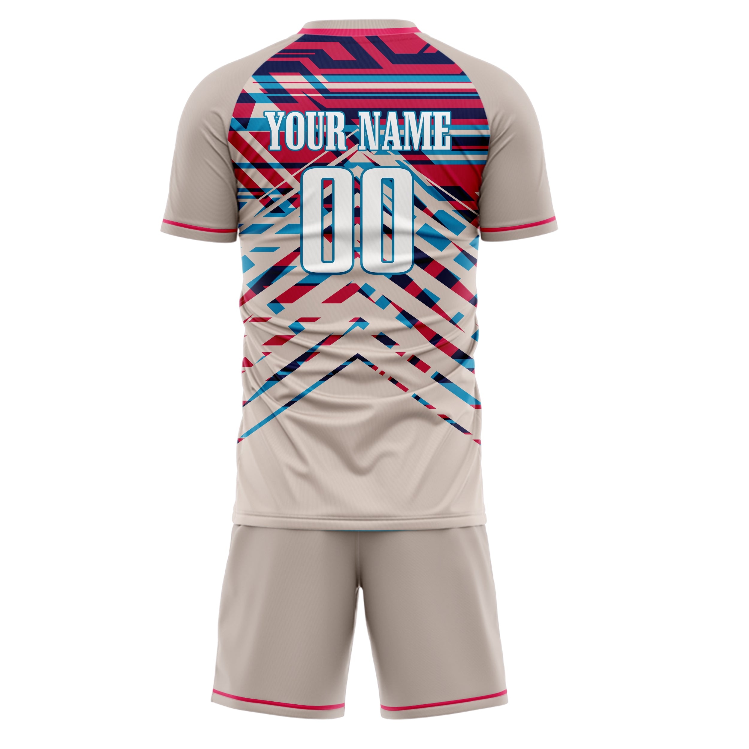 Maßgeschneidertes Professionelles Creme Rosa Fußballtrikot-Set