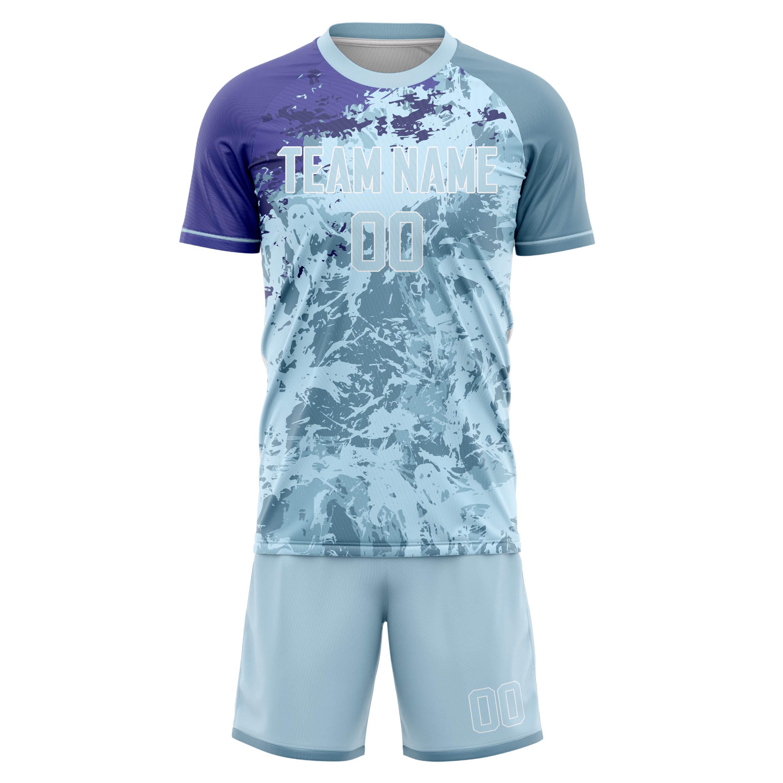 Custom Professional Light Blue Purple Soccer Jersey Set