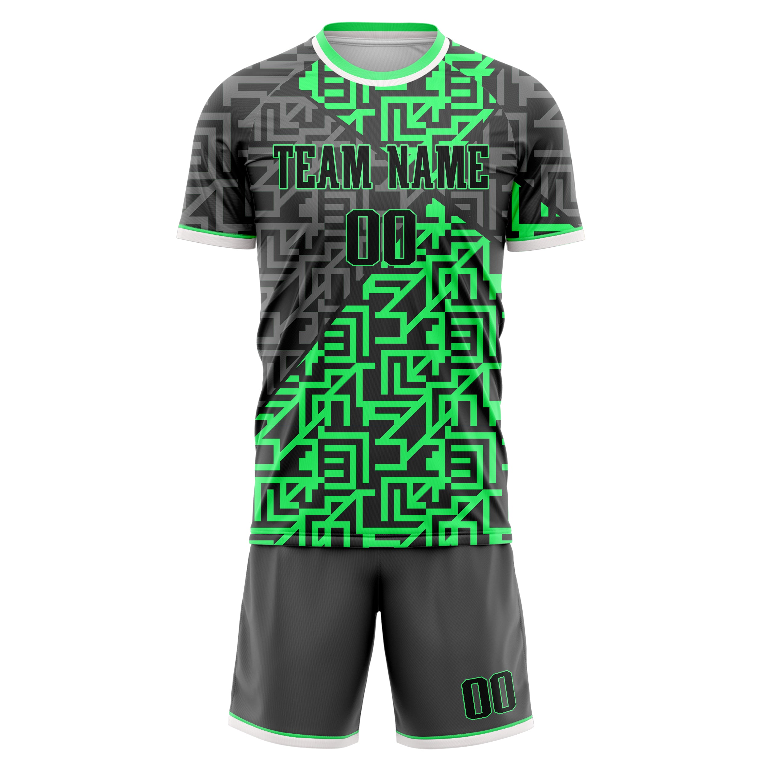 Custom Professional Neon Green Grey Soccer Jersey Set
