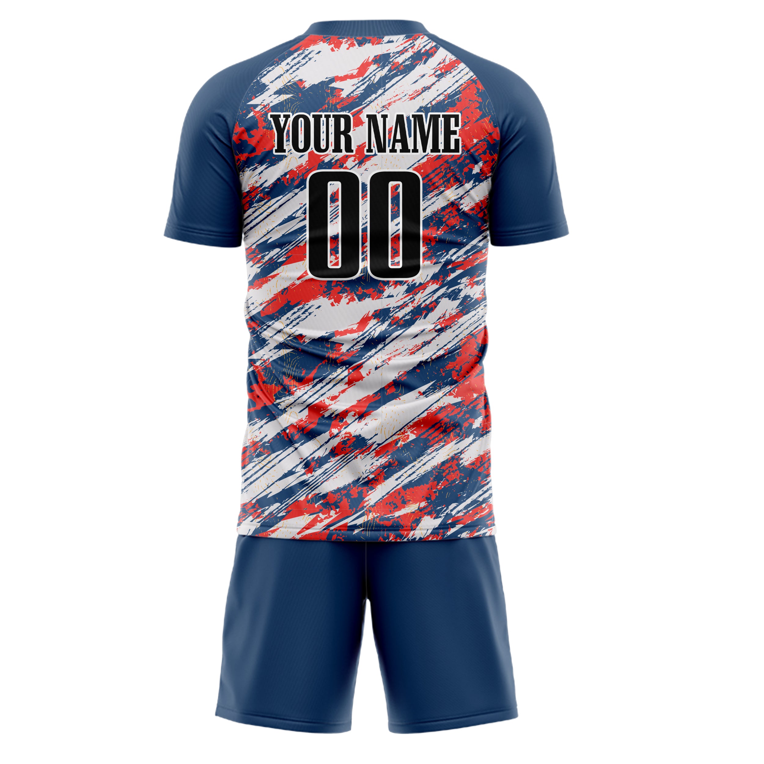 Custom Professional Red Navy Blue Soccer Jersey Set