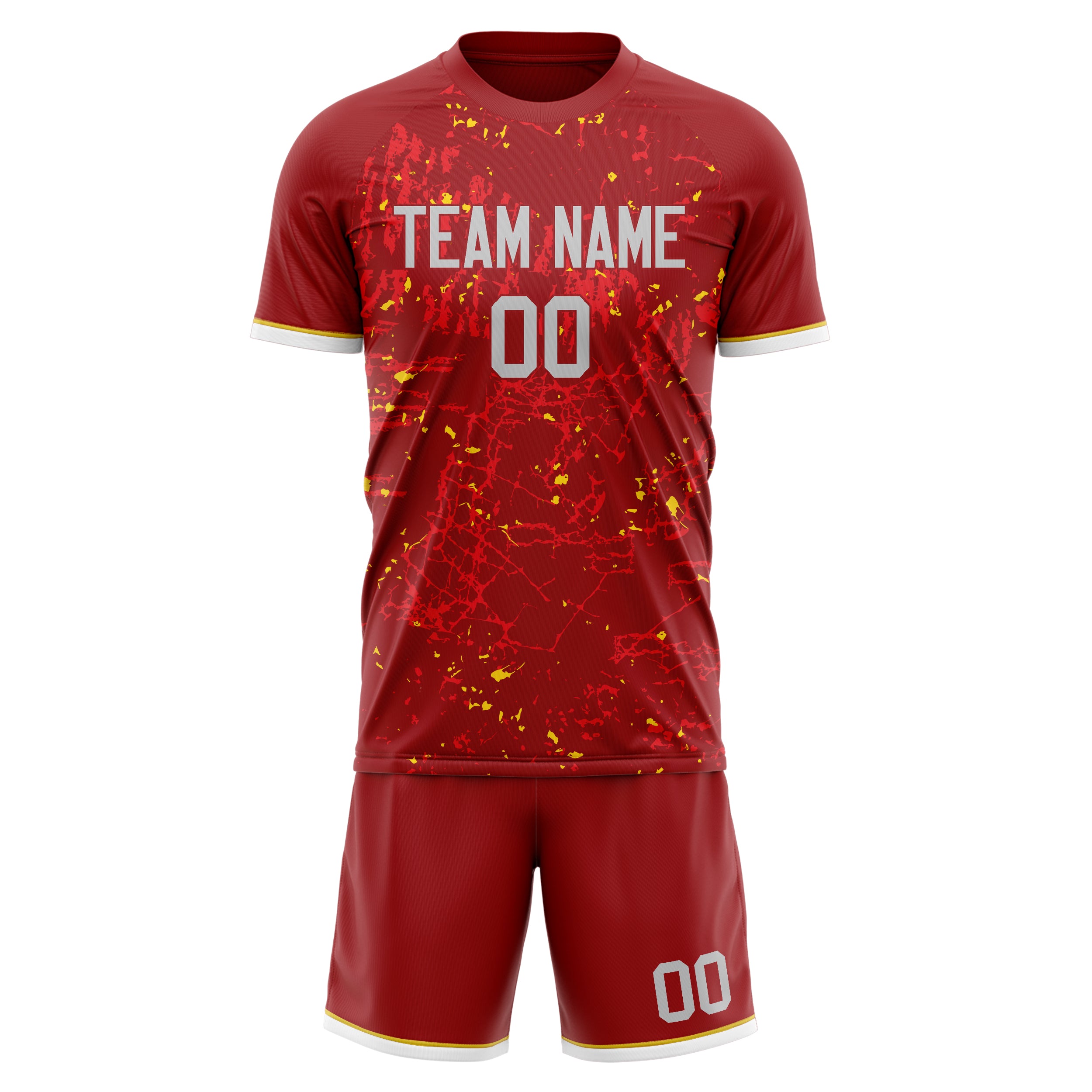 Custom Professional Red Gold Football Jersey Set