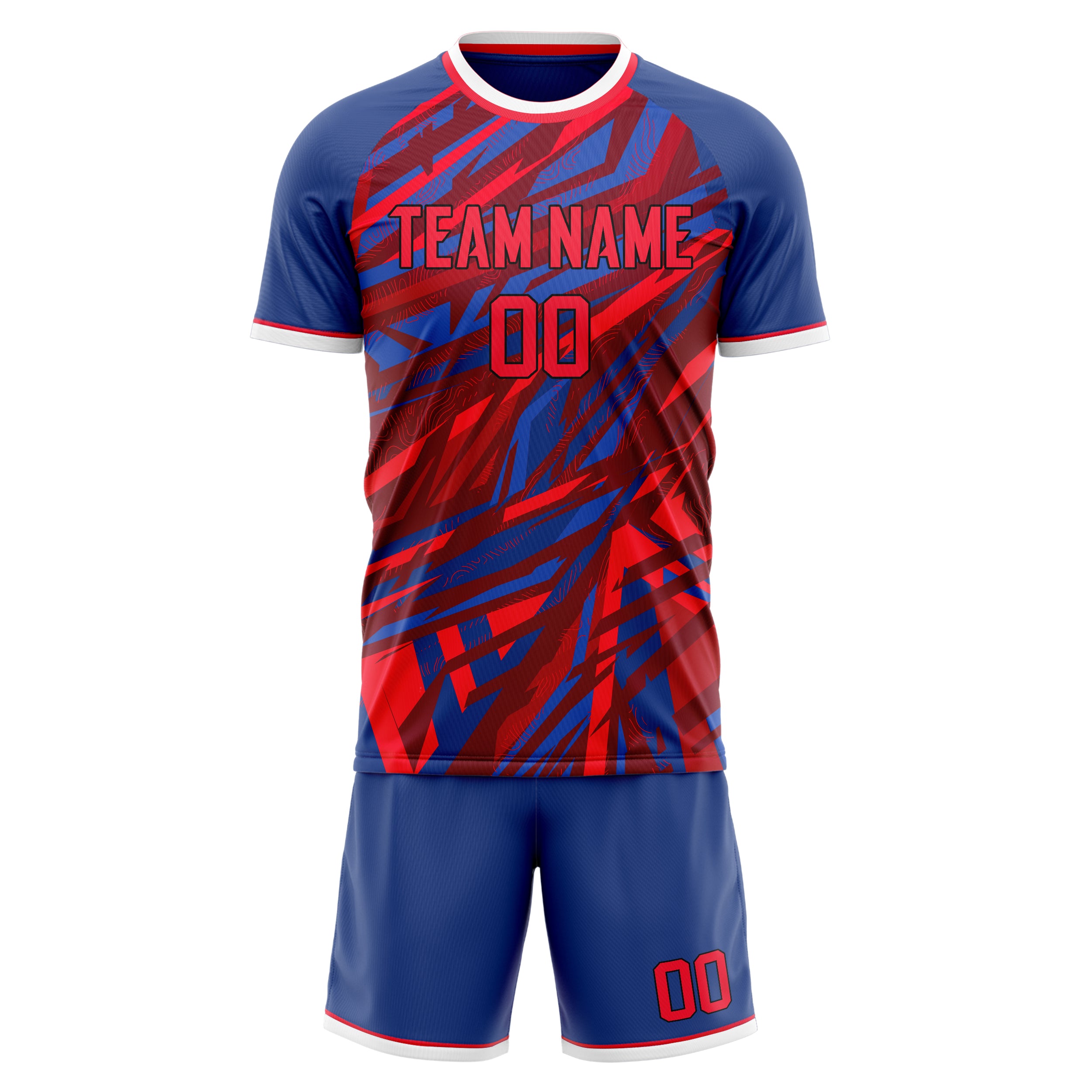 Custom Professional Red Royal Blue Soccer Jersey Set