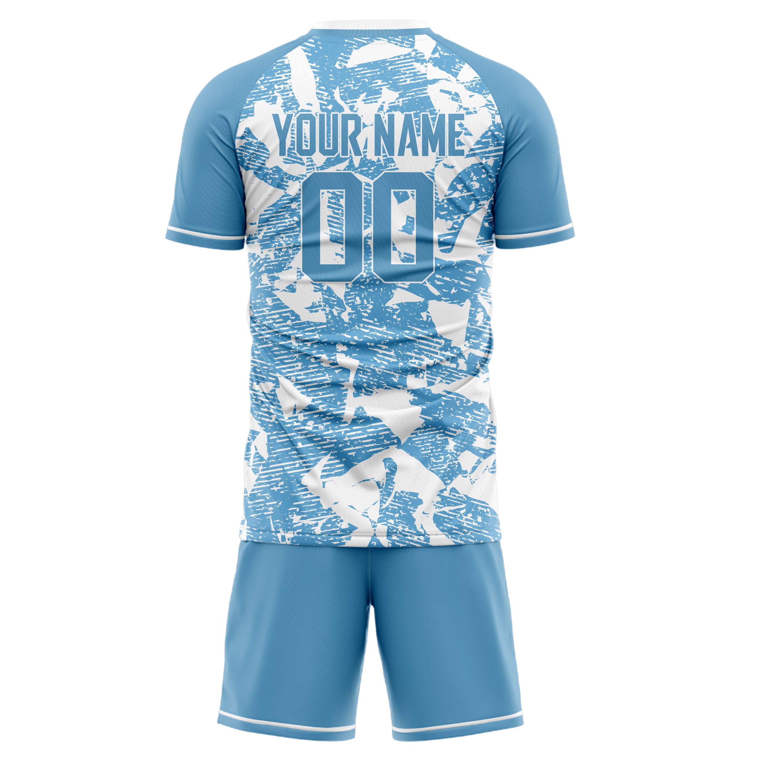 Custom Professional Light Blue White Soccer Jersey Set