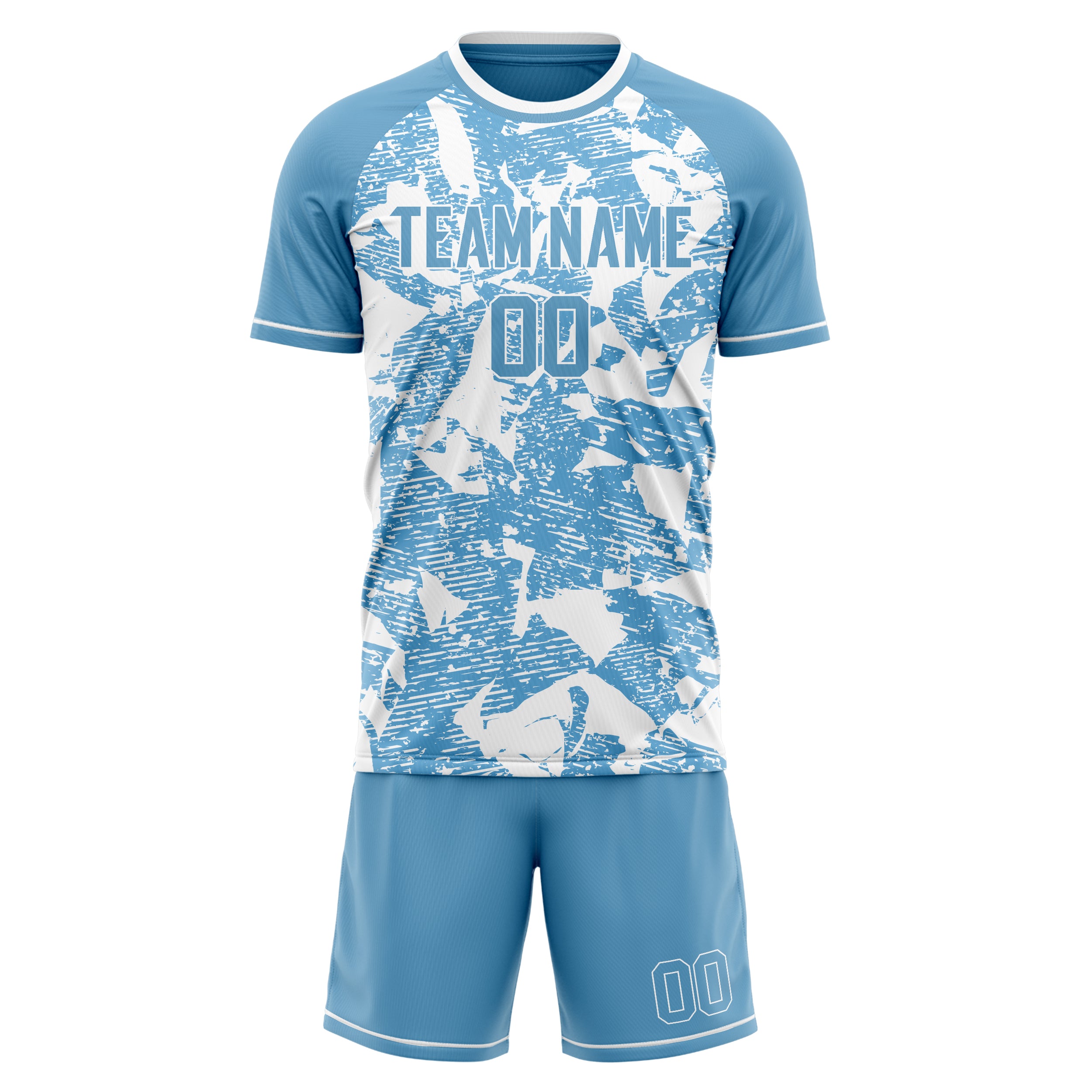 Custom Professional Light Blue White Soccer Jersey Set