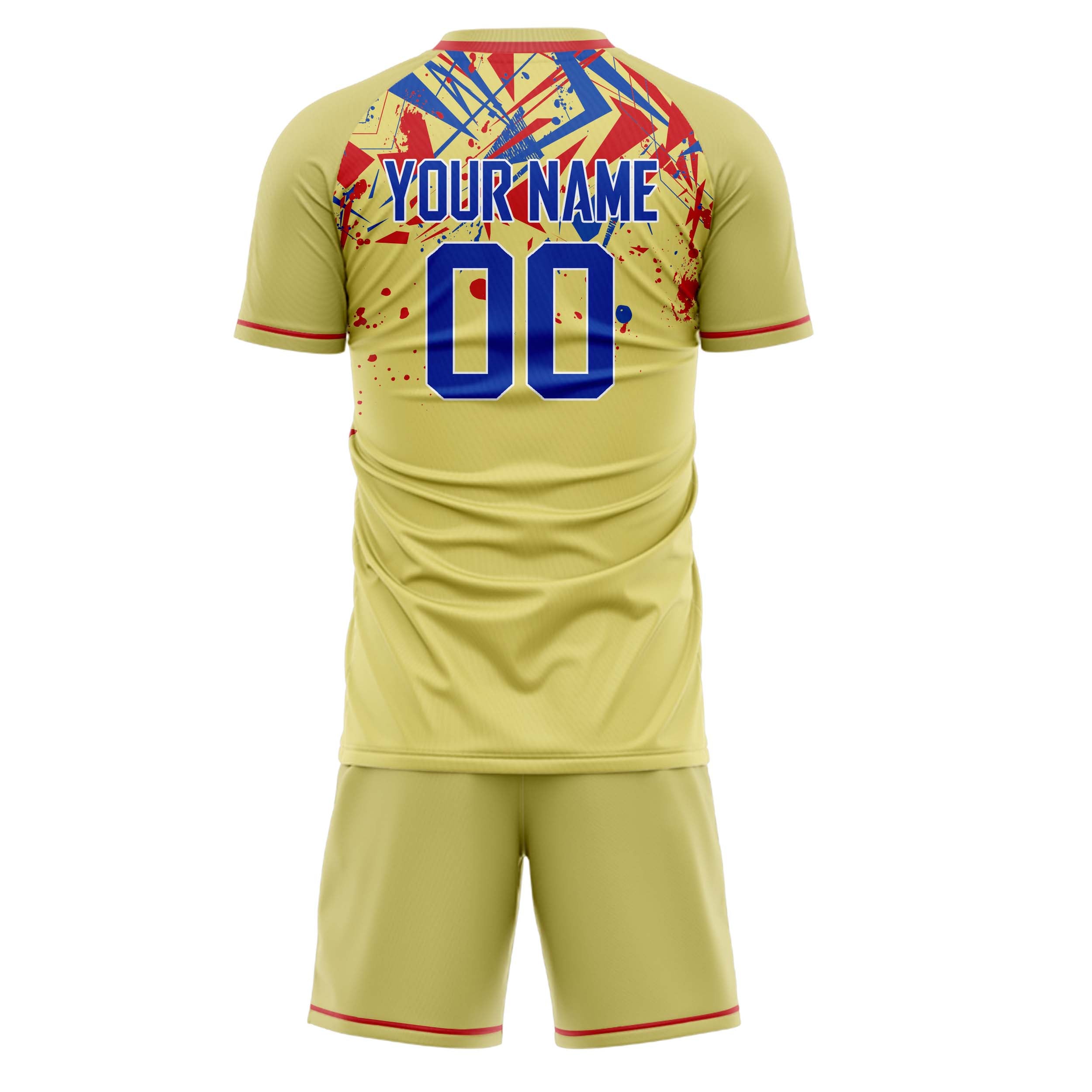 Maßgeschneidertes Professionelles Creme Königsblau Fußballtrikot-Set