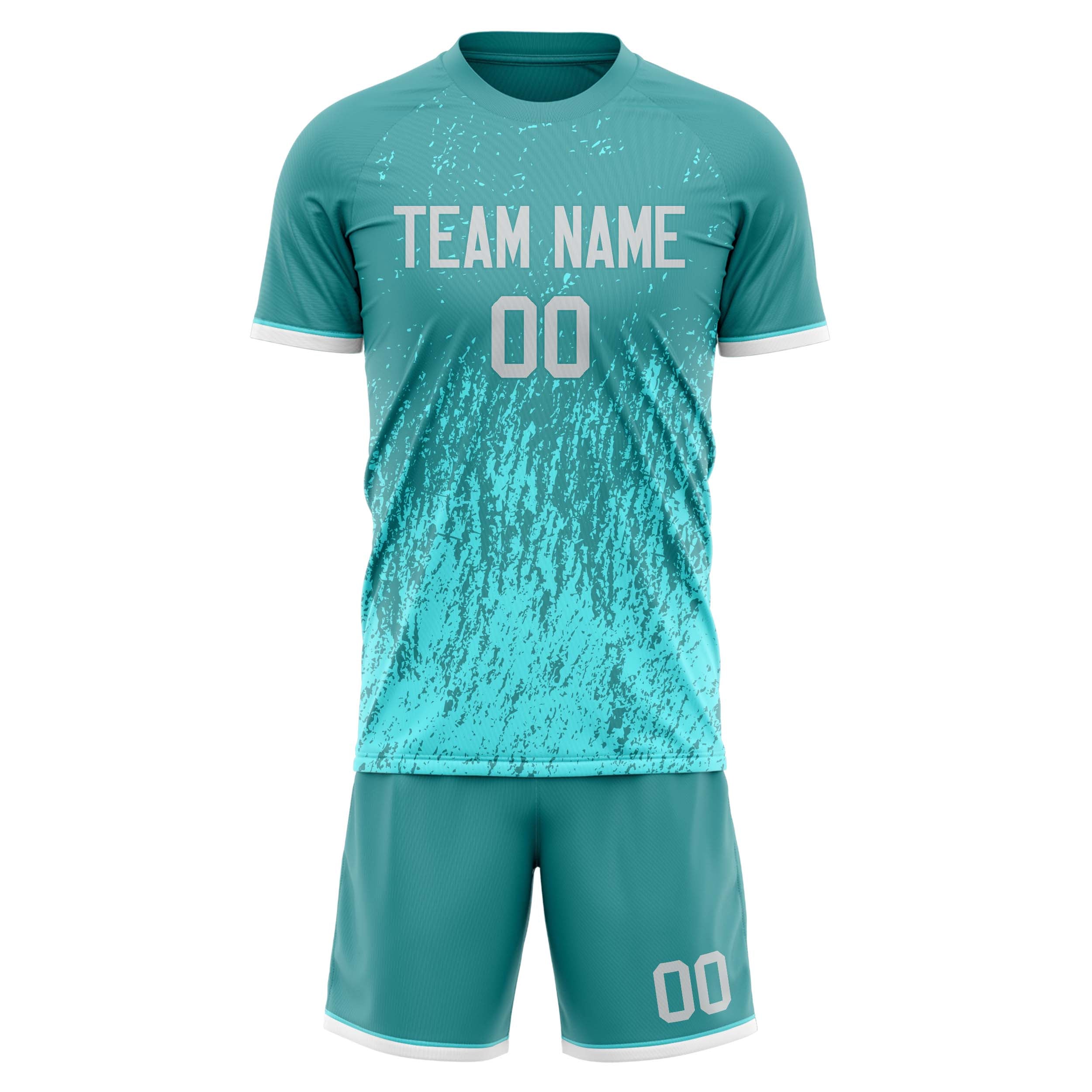 Custom Professional Teal Light Teal Soccer Jersey Set