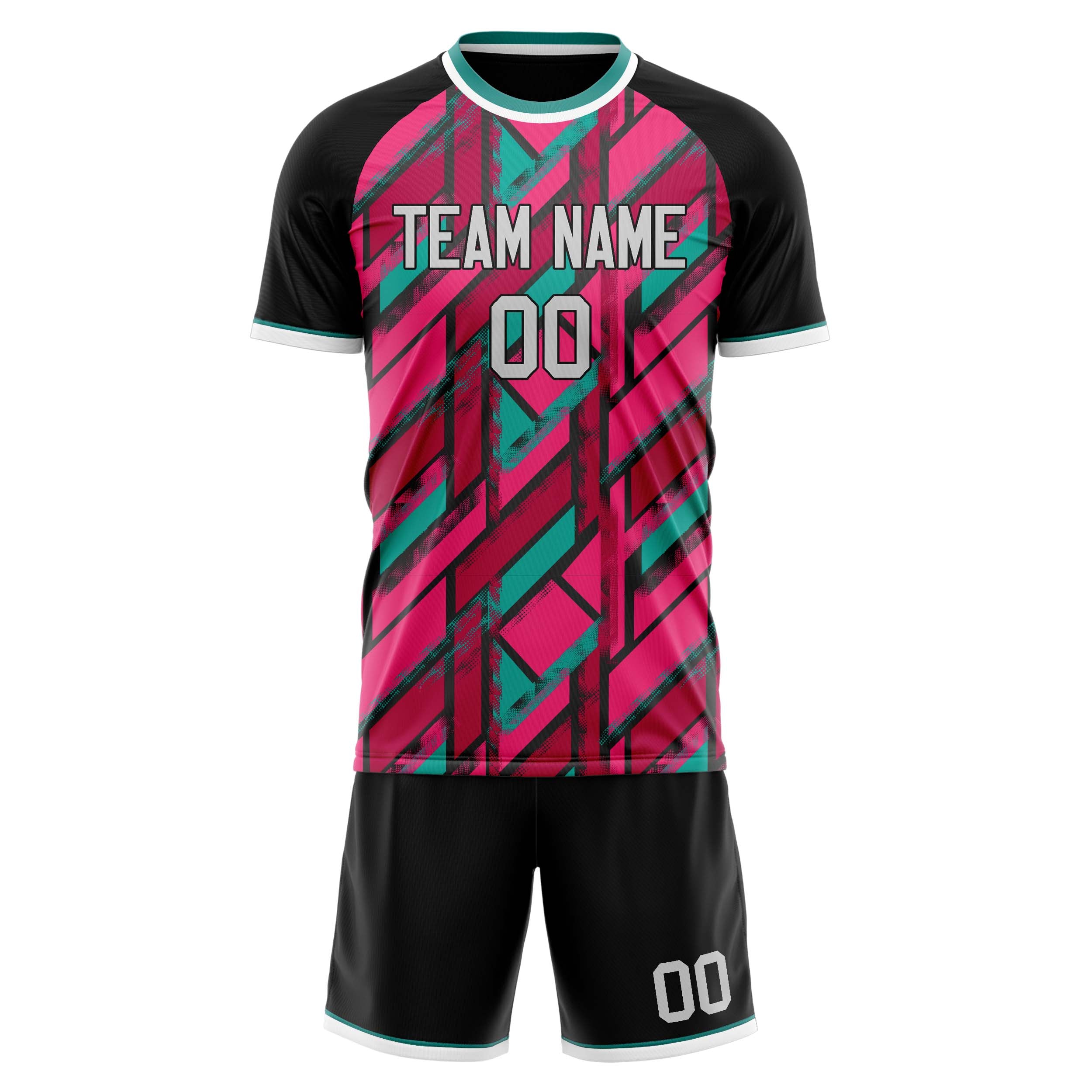 Custom Professional Pink Black Soccer Jersey Set
